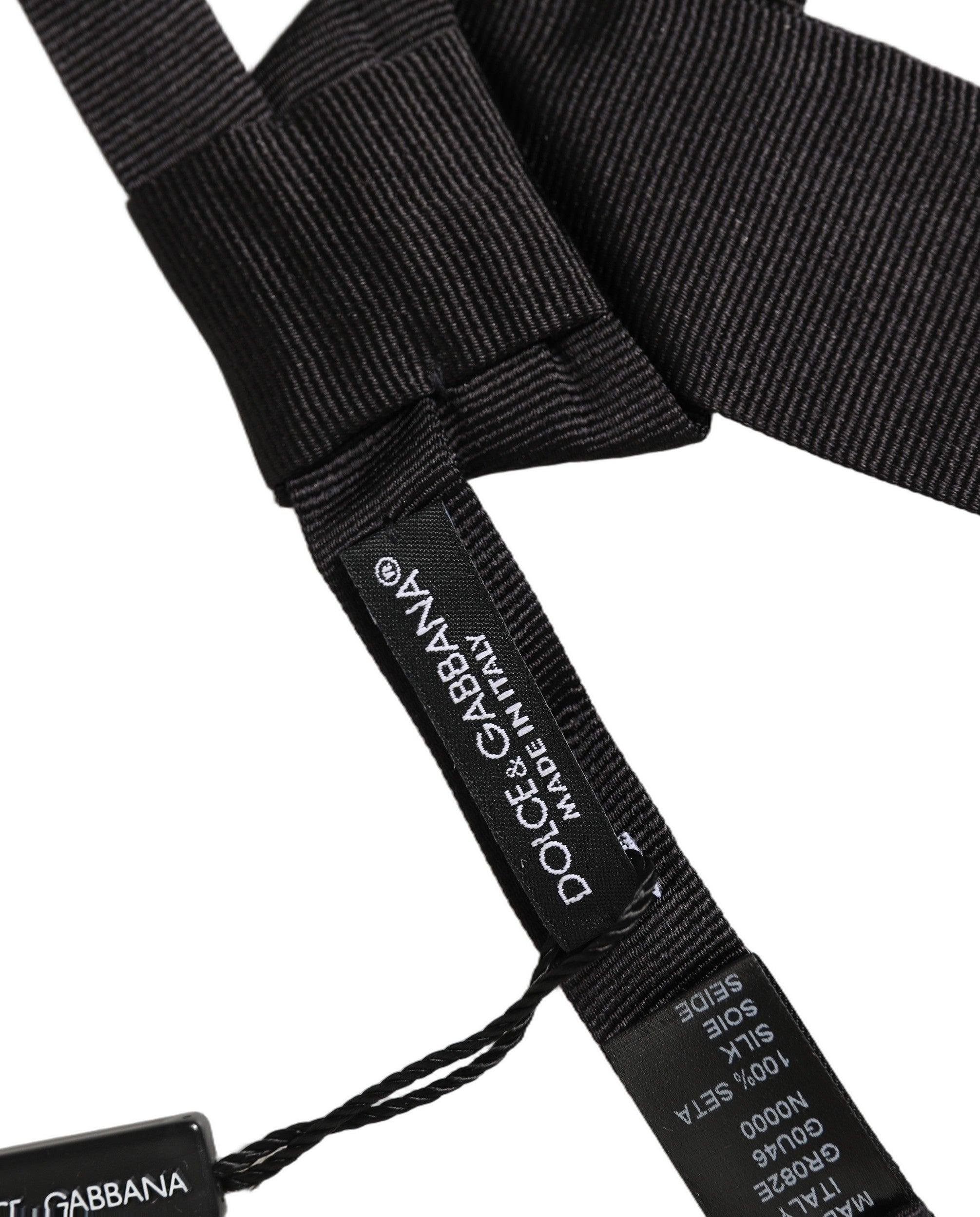 Dolce & Gabbana Dolce & Gabbana Men Black 100% SIlk Adjustable Neck Papillon Bow Men's Tie