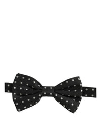 Dolce & Gabbana Dolce & Gabbana Black White Polka Dot Adjustable Neck Papillon Bow Men's Tie