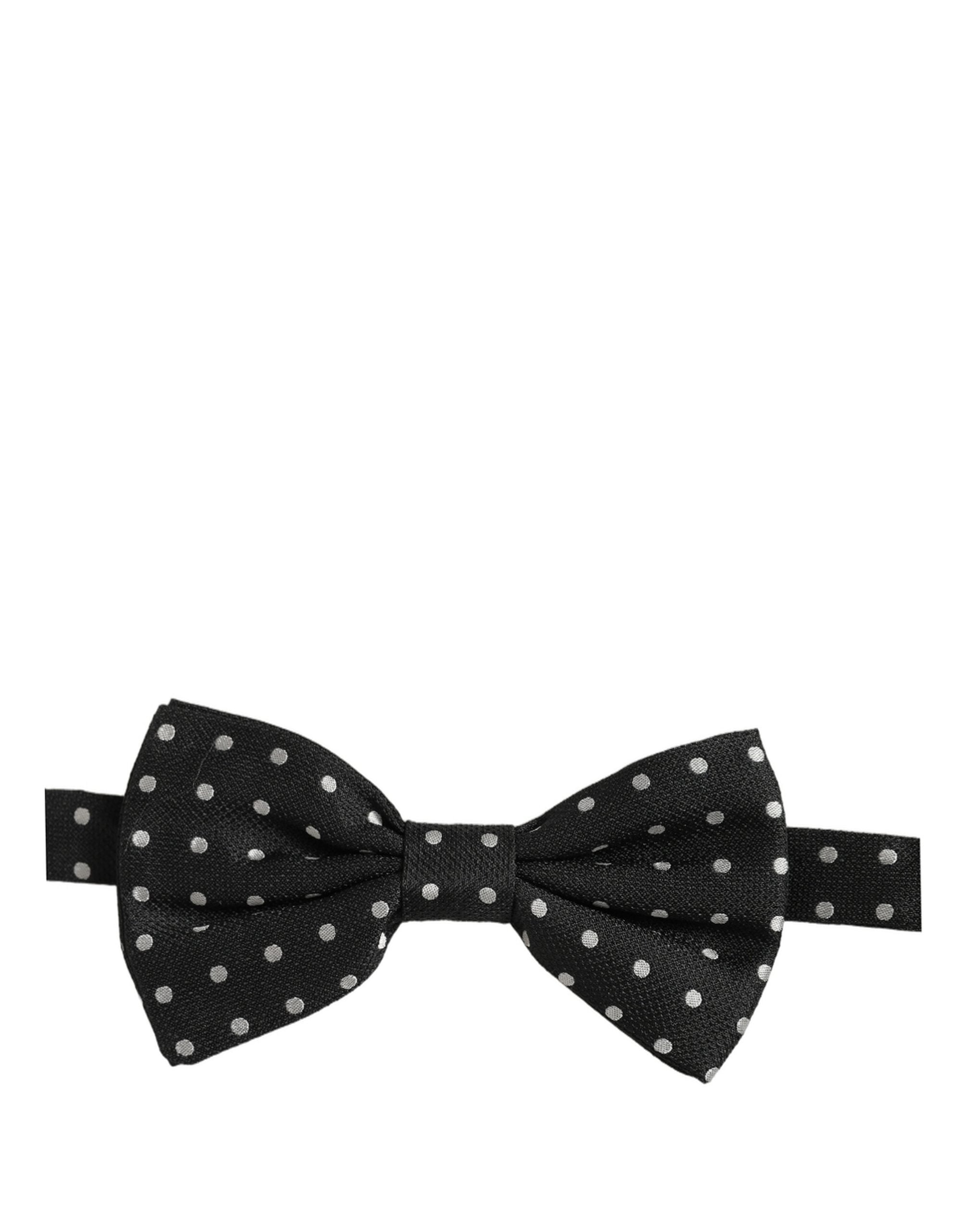 Dolce & Gabbana Dolce & Gabbana Black White Polka Dot Adjustable Neck Papillon Bow Men's Tie