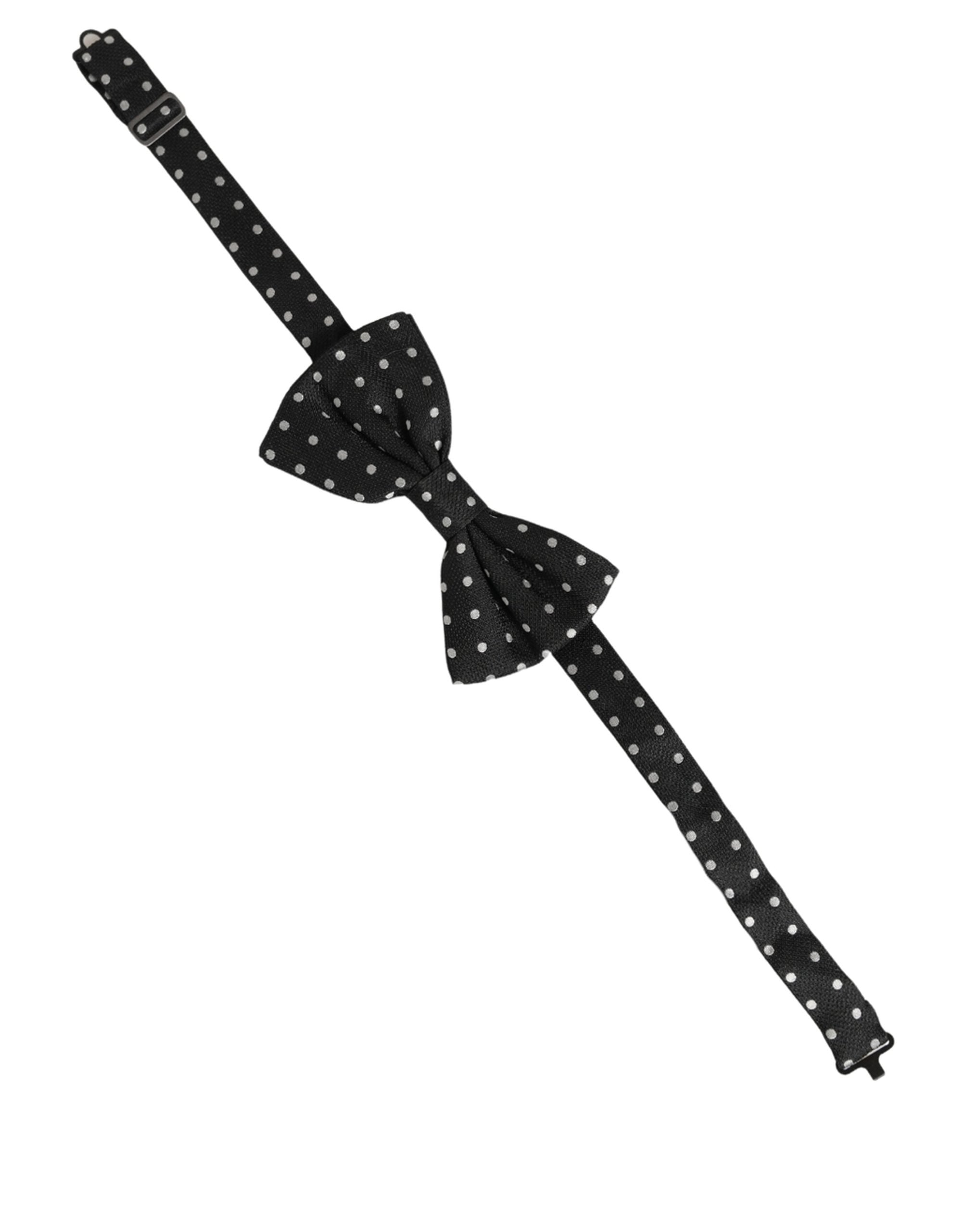 Dolce & Gabbana Dolce & Gabbana Black White Polka Dot Adjustable Neck Papillon Bow Men's Tie