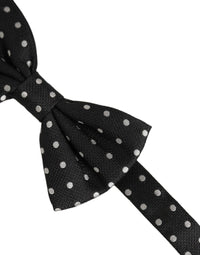 Dolce & Gabbana Dolce & Gabbana Black White Polka Dot Adjustable Neck Papillon Bow Men's Tie
