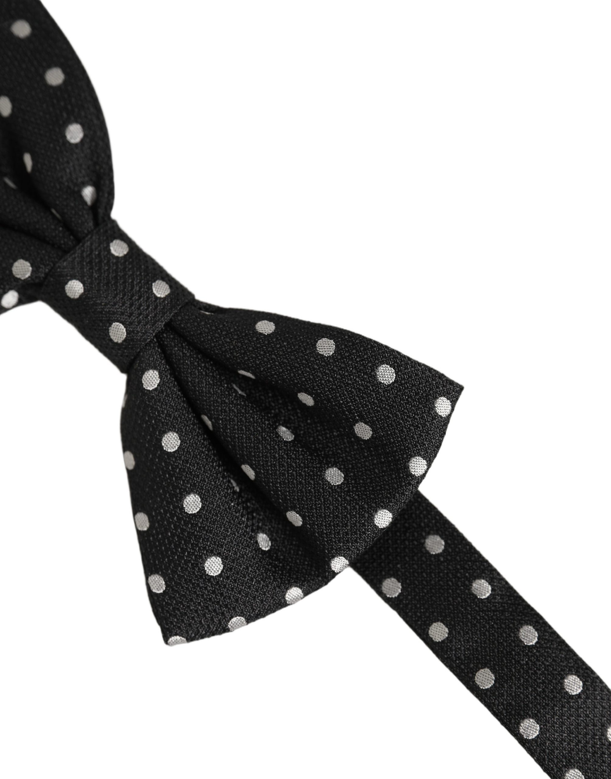 Dolce & Gabbana Dolce & Gabbana Black White Polka Dot Adjustable Neck Papillon Bow Men's Tie