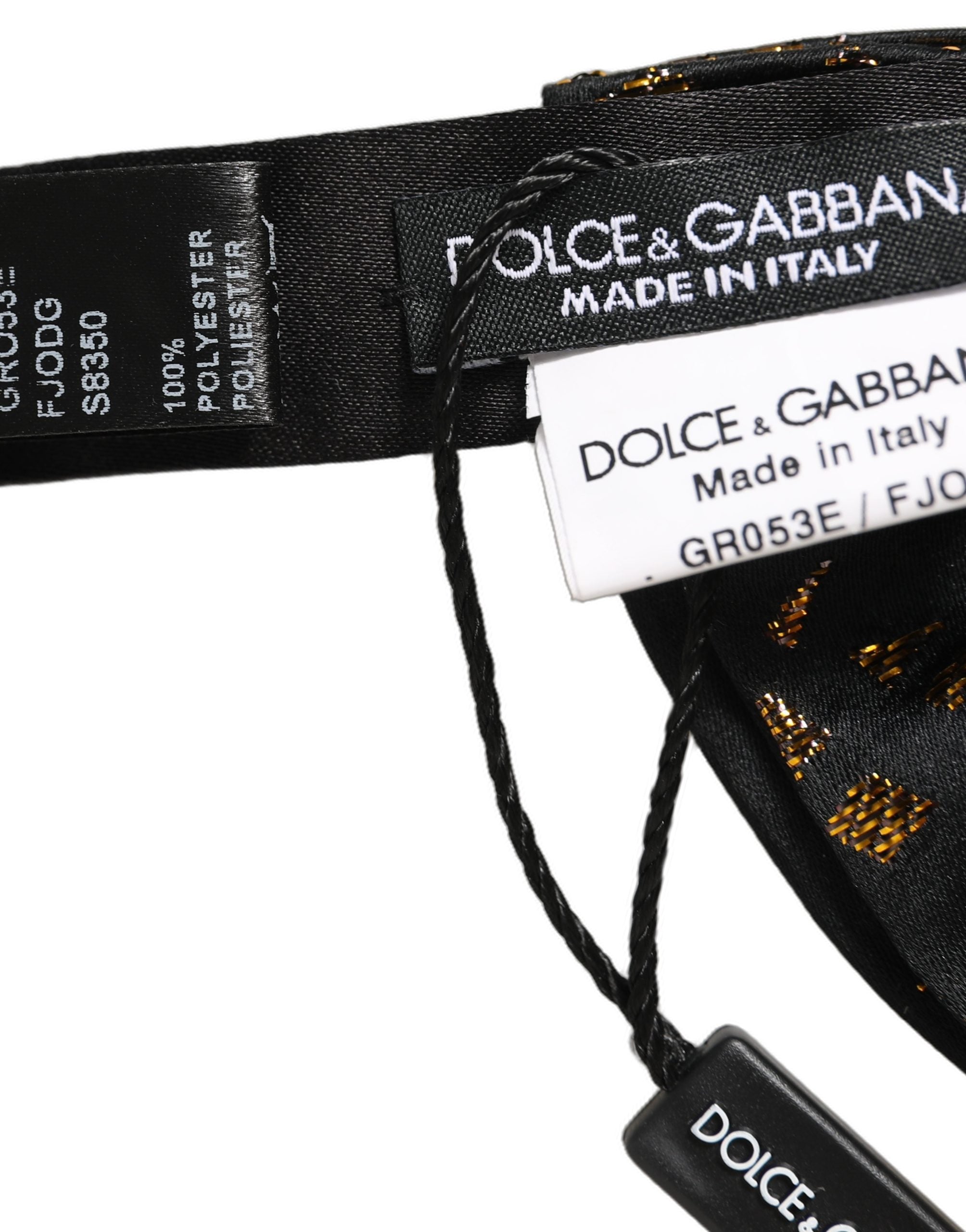 Dolce & Gabbana Dolce & Gabbana Black Gold Speckle Pattern Adjustable Neck Papillon Bow Men's Tie