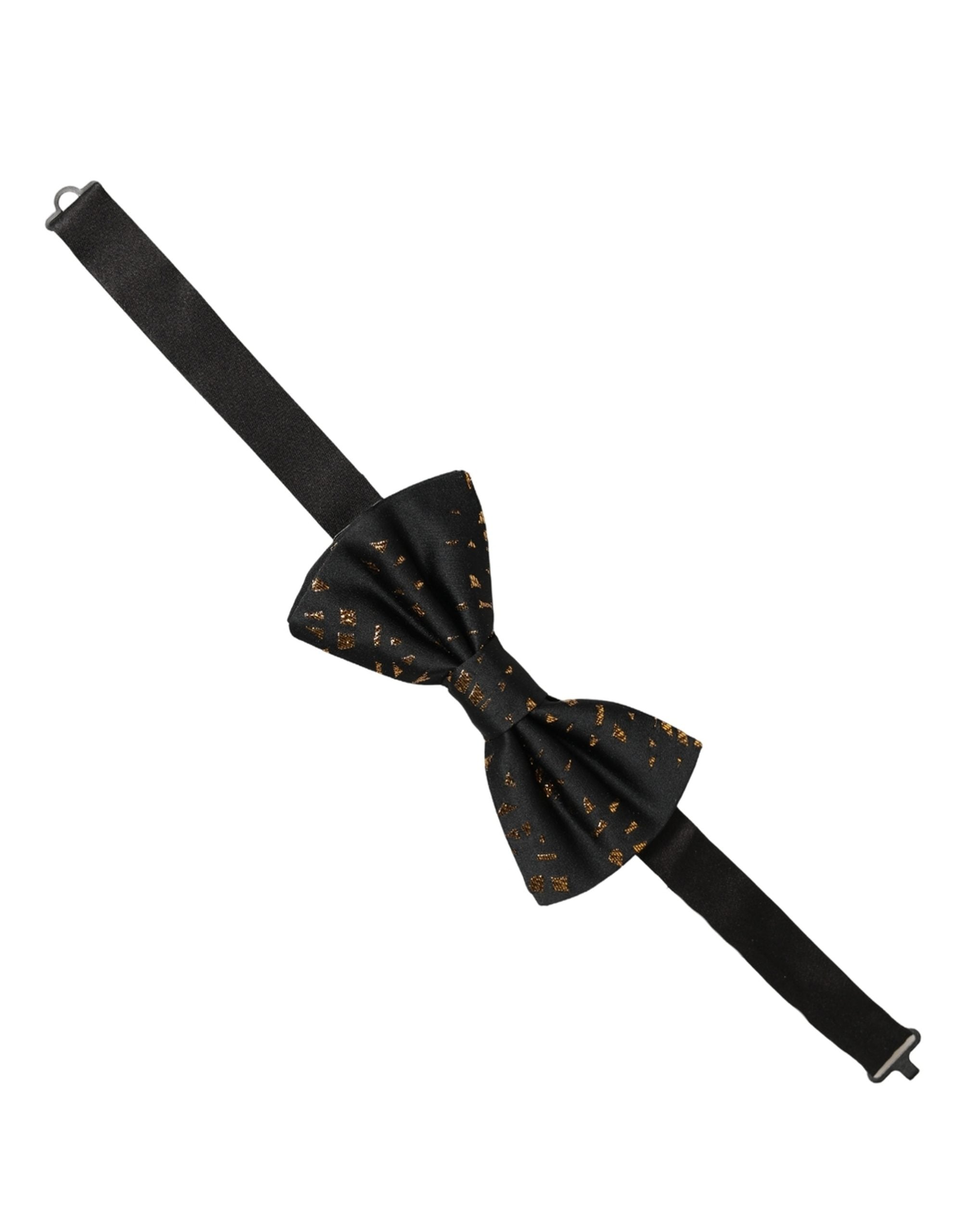 Dolce & Gabbana Dolce & Gabbana Black Gold Speckle Pattern Adjustable Neck Papillon Bow Men's Tie