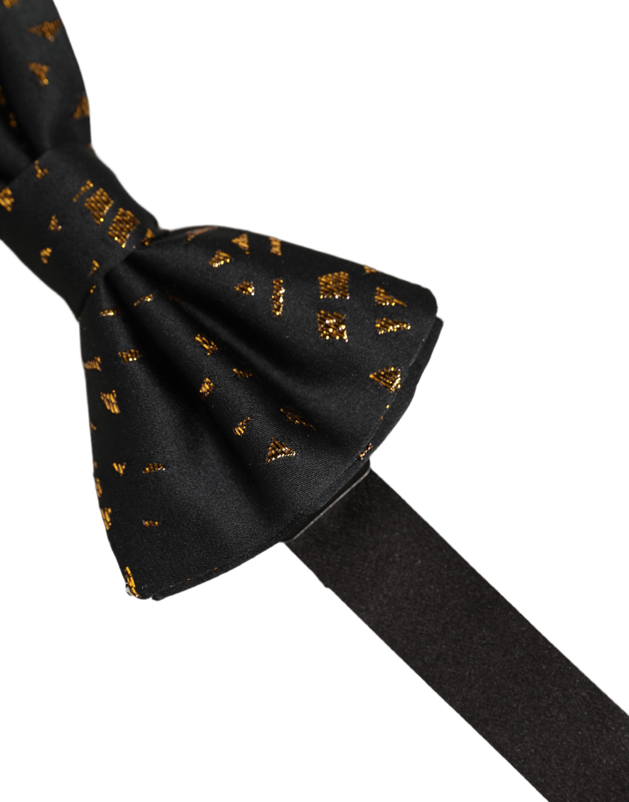 Dolce & Gabbana Dolce & Gabbana Black Gold Speckle Pattern Adjustable Neck Papillon Bow Men's Tie