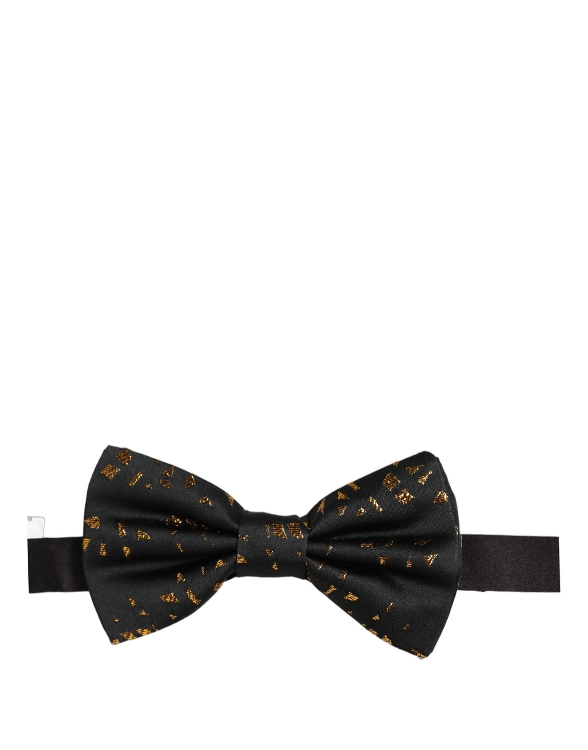 Dolce & Gabbana Dolce & Gabbana Black Gold Speckle Pattern Adjustable Neck Papillon Bow Men's Tie