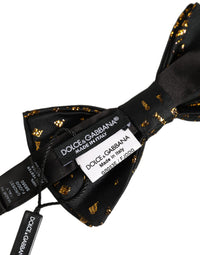 Dolce & Gabbana Dolce & Gabbana Black Gold Speckle Pattern Adjustable Neck Papillon Bow Men's Tie