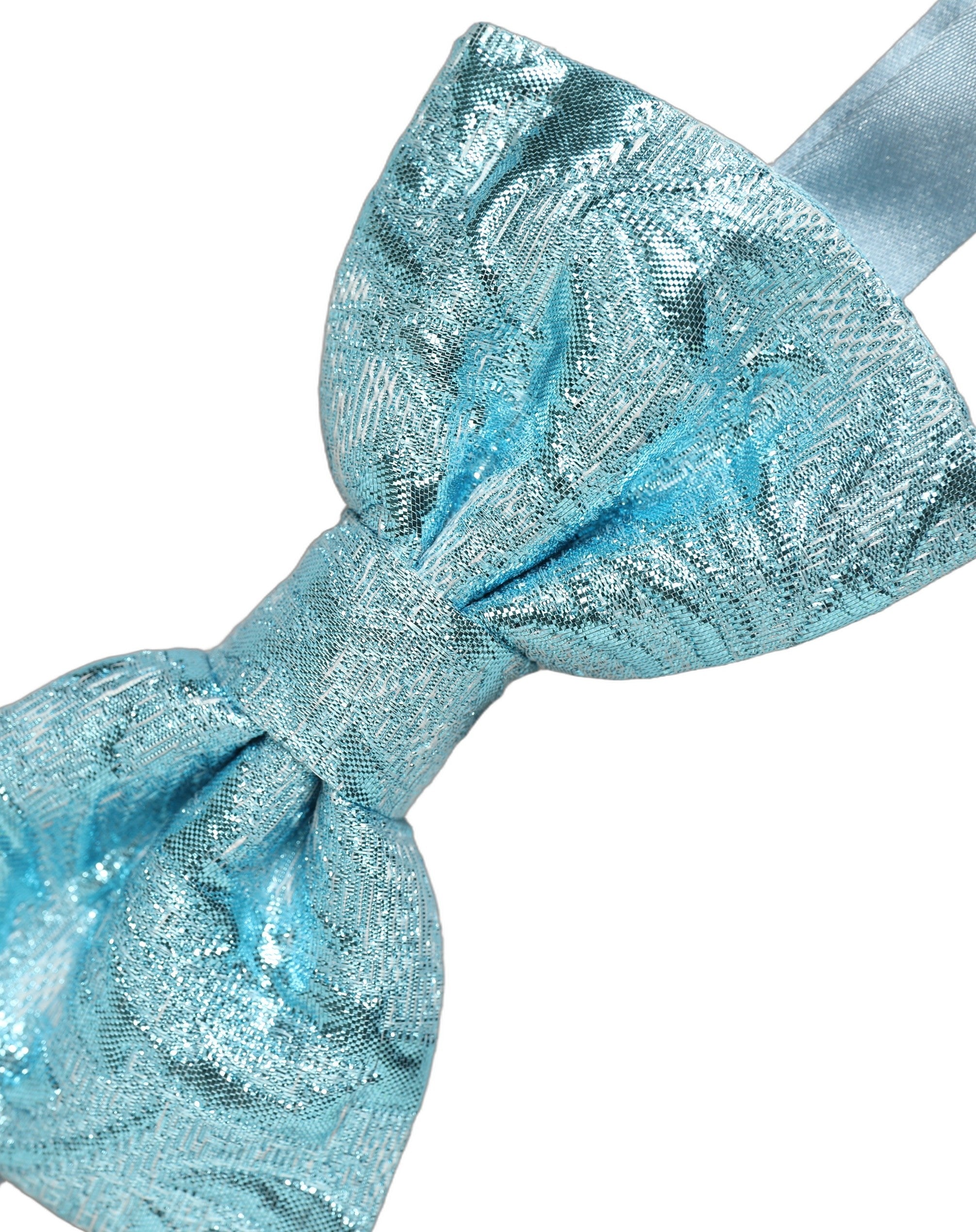 Dolce & Gabbana Dolce & Gabbana Light Blue Floral Brocade Adjustable Neck Papillon Bow Men's Tie