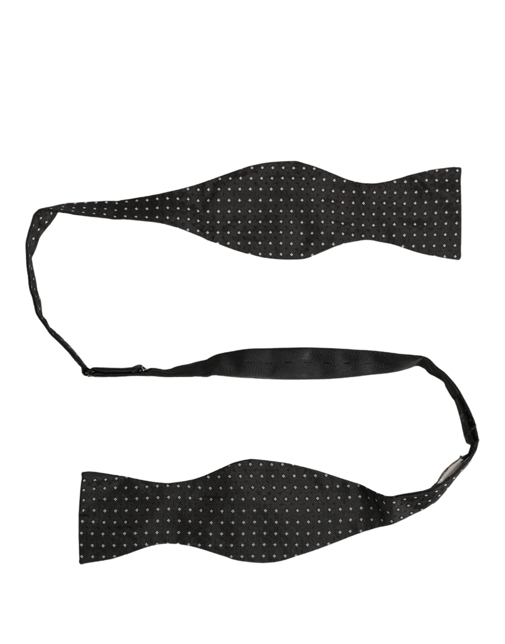 Dolce & Gabbana Dolce & Gabbana Black White Polka Dot Adjustable Neck Papillon Bow Men's Tie