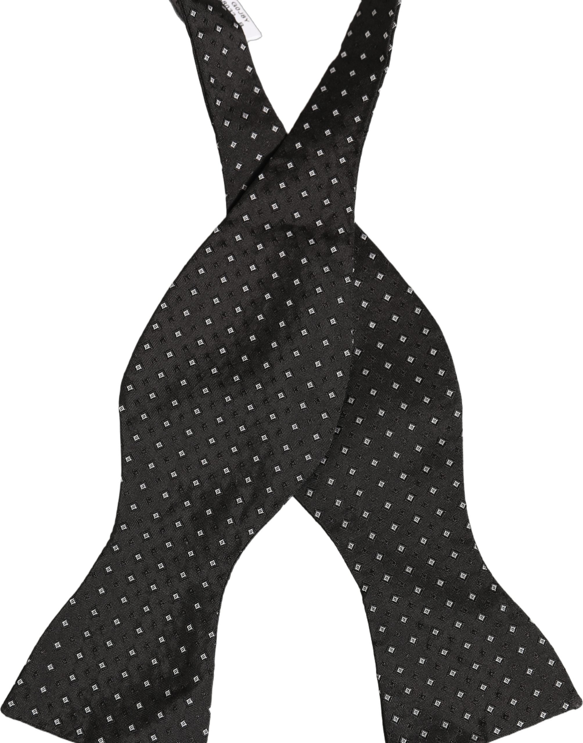 Dolce & Gabbana Dolce & Gabbana Black White Polka Dot Adjustable Neck Papillon Bow Men's Tie