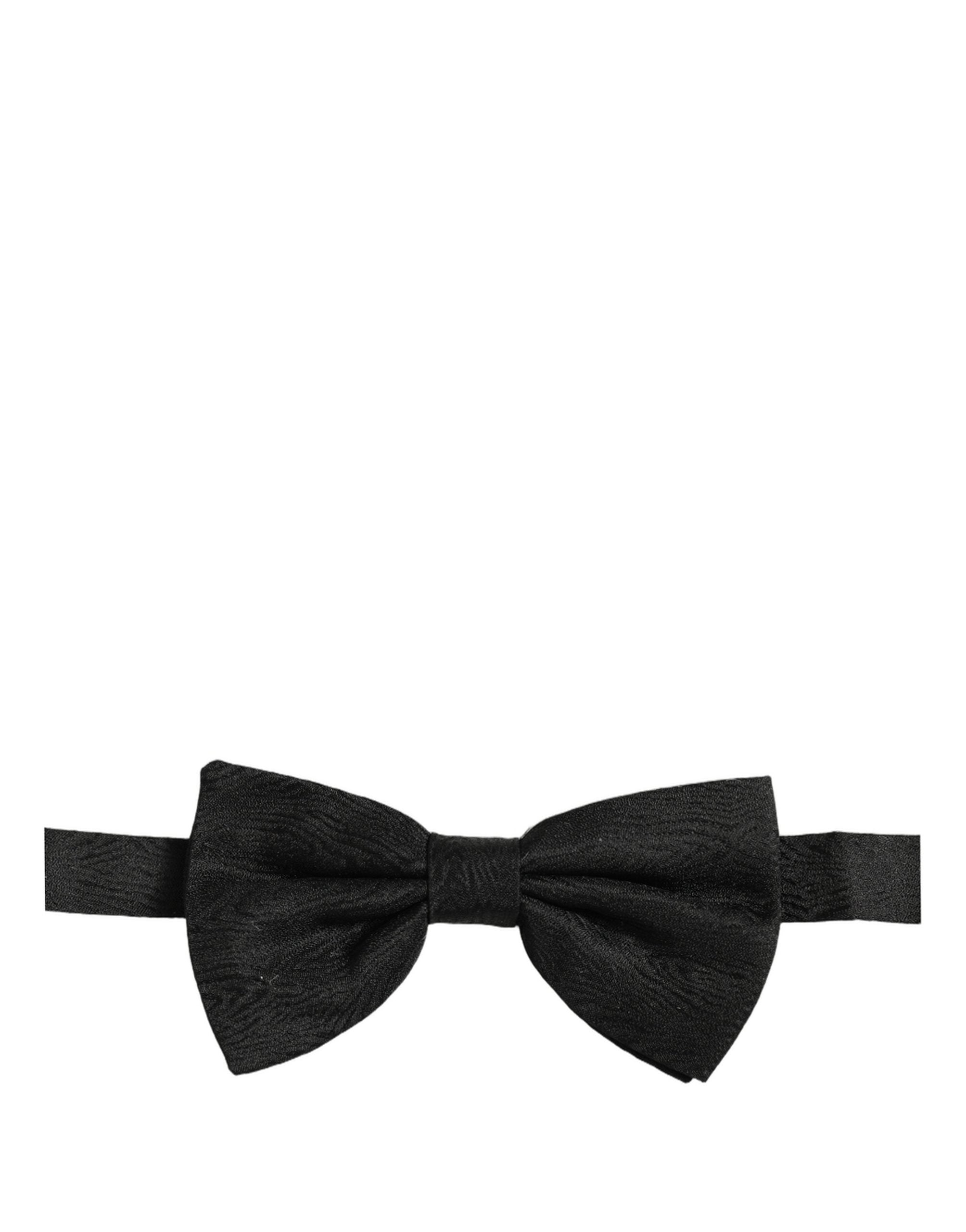Dolce & Gabbana Dolce & Gabbana Men Black Silk Brocade Adjustable Neck Papillon Bow Men's Tie