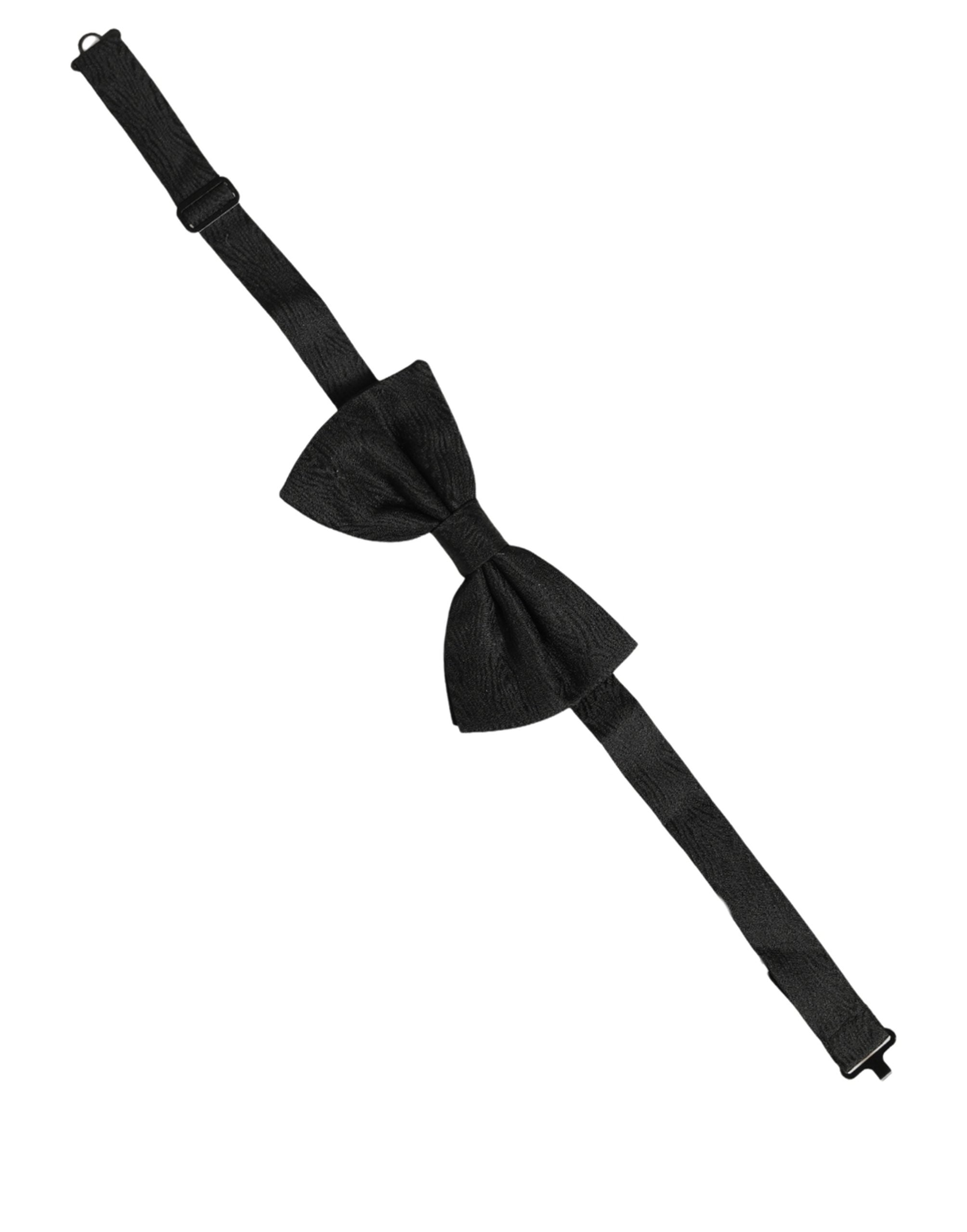 Dolce & Gabbana Dolce & Gabbana Men Black Silk Brocade Adjustable Neck Papillon Bow Men's Tie