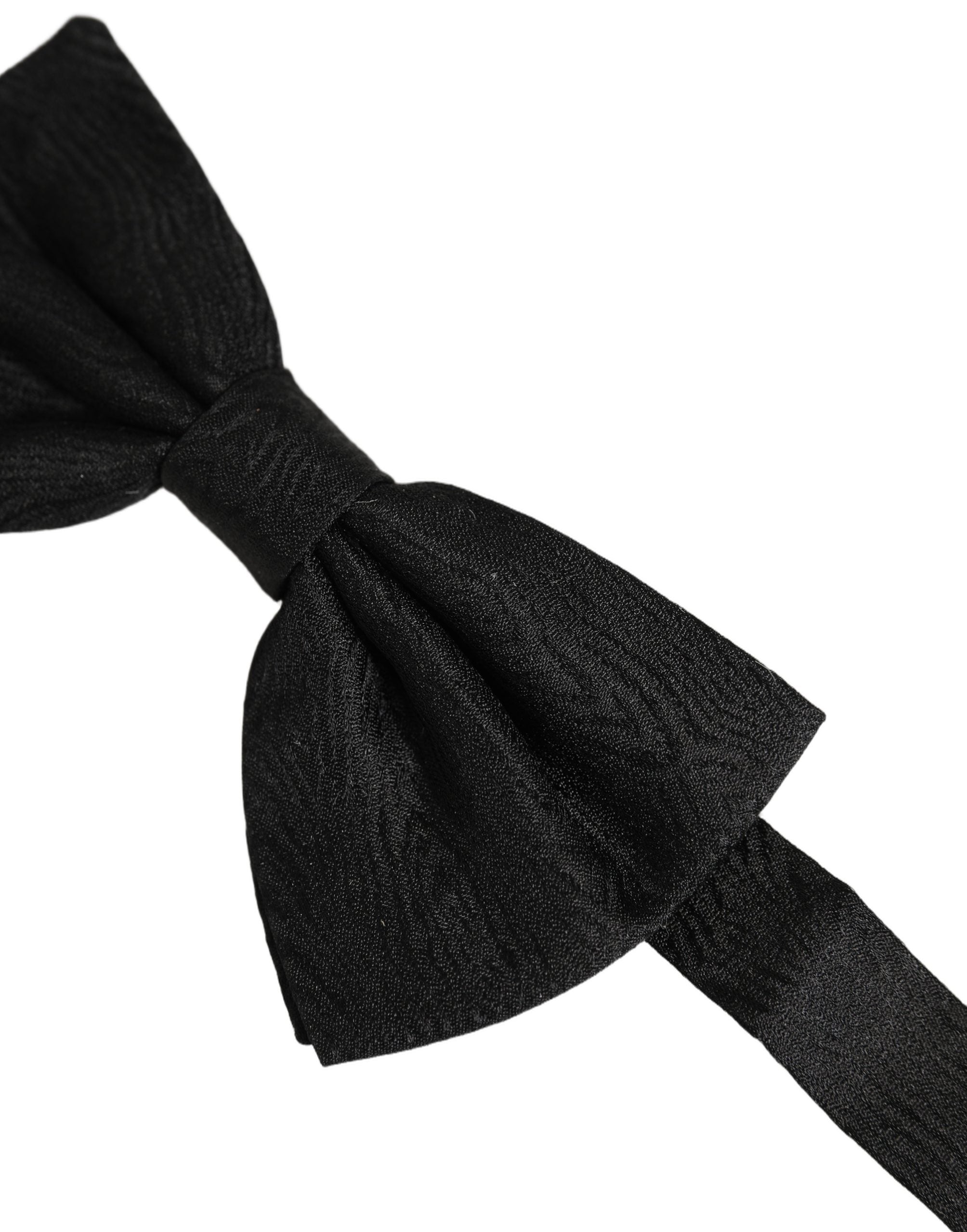 Dolce & Gabbana Dolce & Gabbana Men Black Silk Brocade Adjustable Neck Papillon Bow Men's Tie