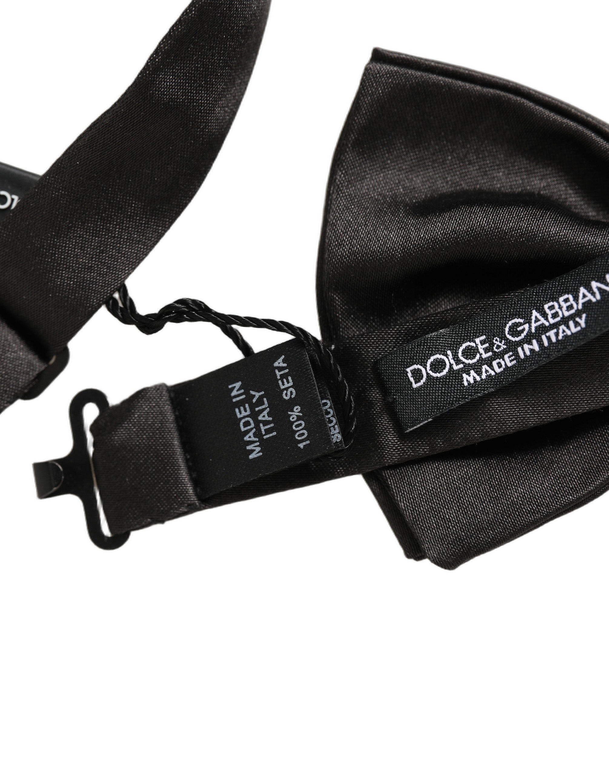Dolce & Gabbana Dolce & Gabbana Men Black 100% Silk Adjustable Neck Papillon Bow Men's Tie
