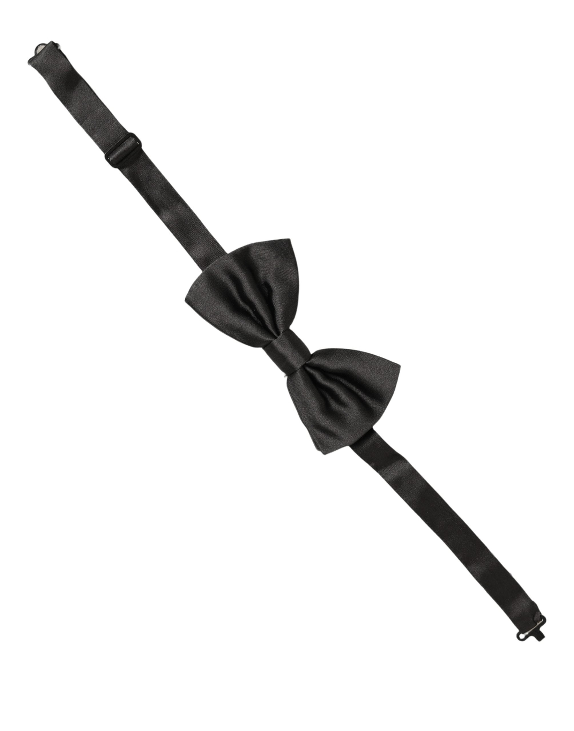 Dolce & Gabbana Dolce & Gabbana Men Black 100% Silk Adjustable Neck Papillon Bow Men's Tie