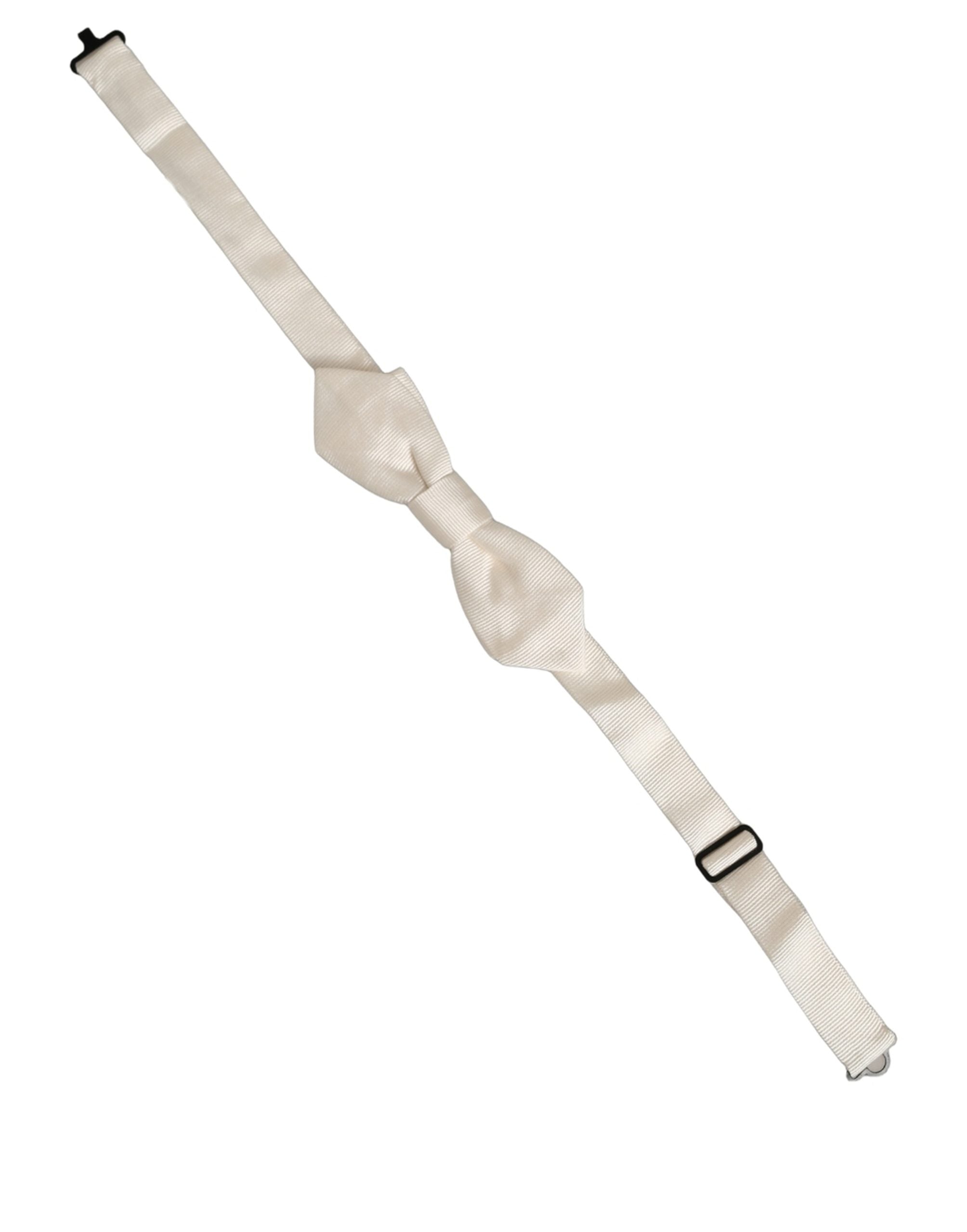 Dolce & Gabbana Dolce & Gabbana Men White 100% Silk Adjustable Neck Papillon Bow Men's Tie