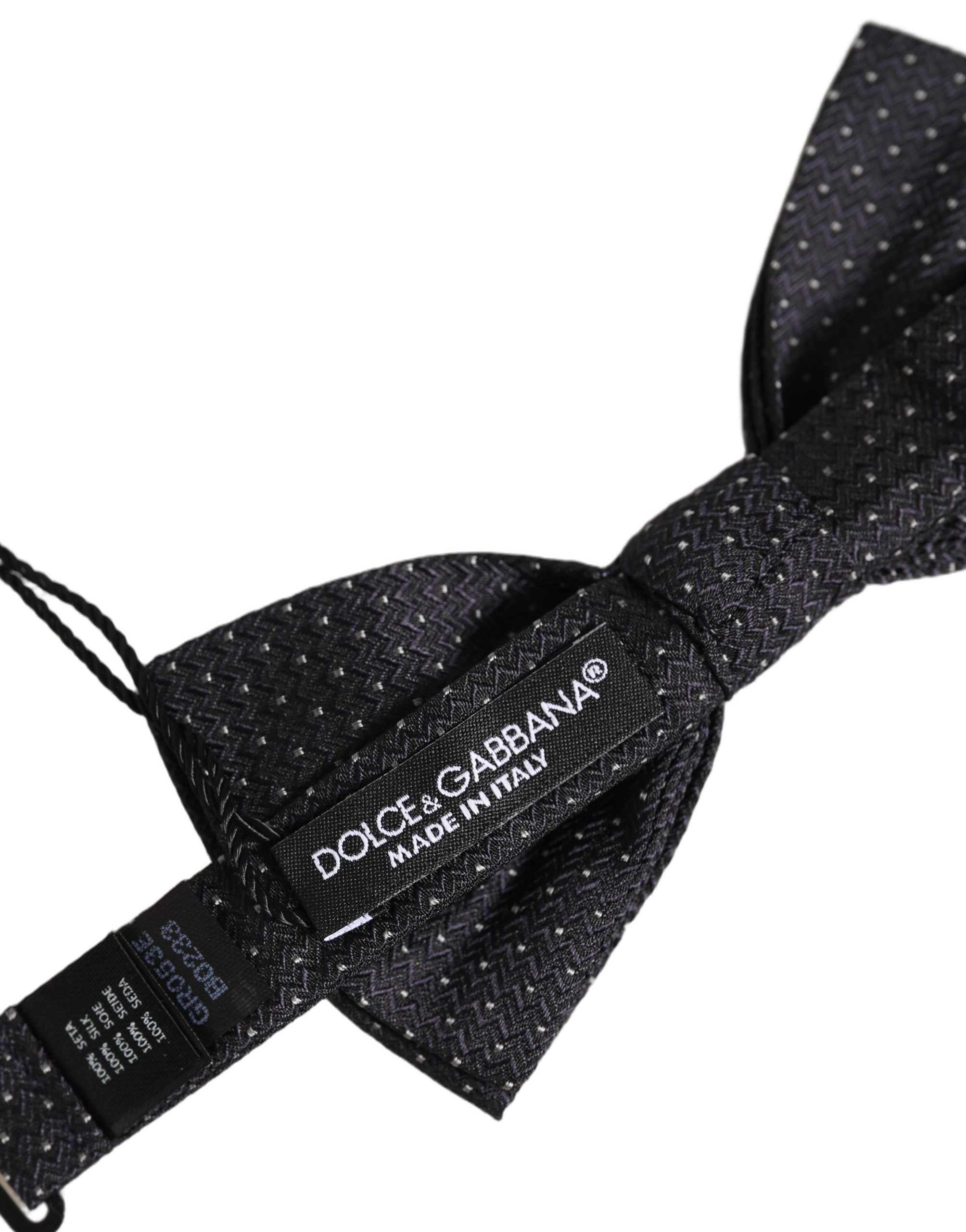 Dolce & Gabbana Dolce & Gabbana Black White Polka Dot Adjustable Neck Papillon Bow Men's Tie