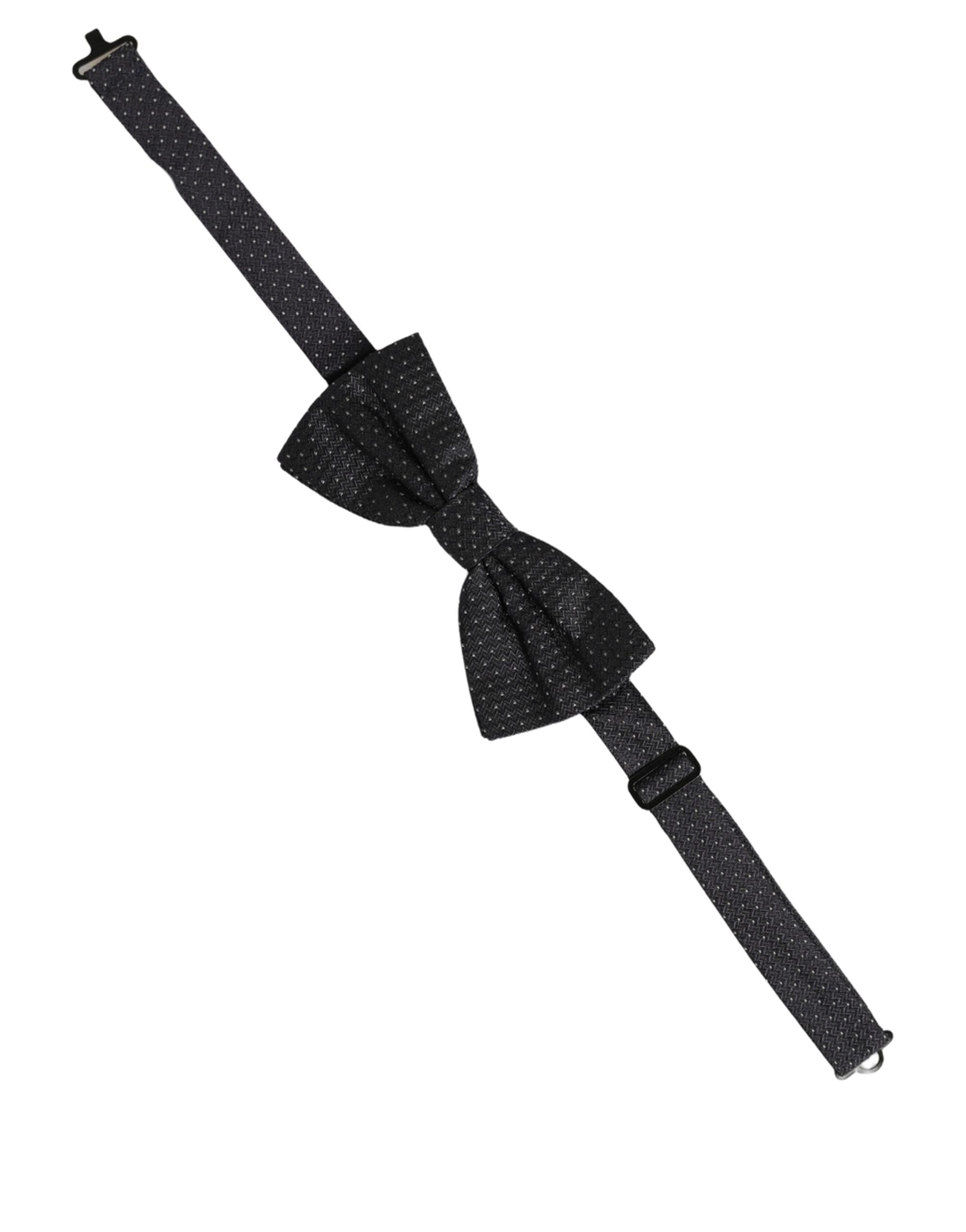 Dolce & Gabbana Dolce & Gabbana Black White Polka Dot Adjustable Neck Papillon Bow Men's Tie