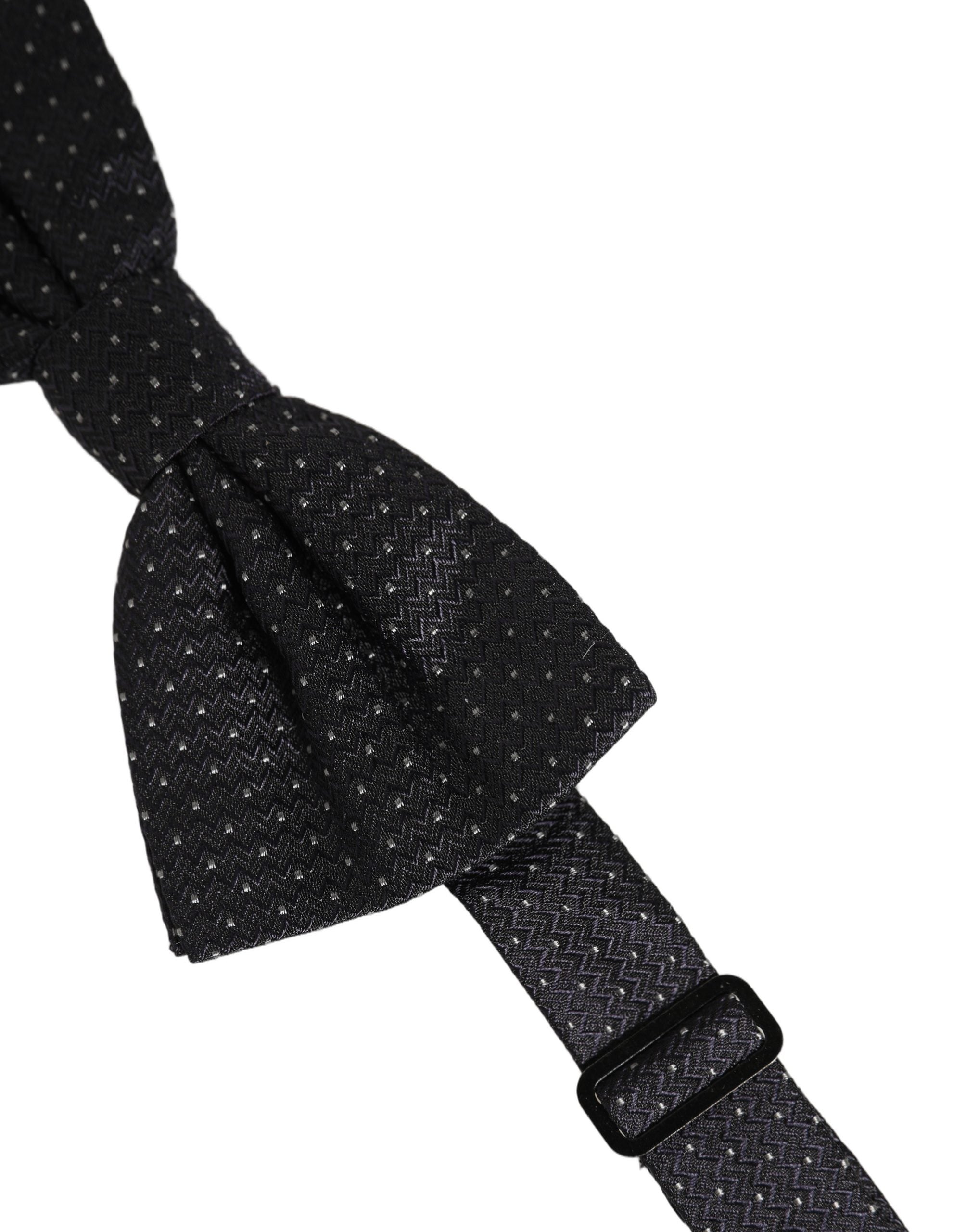 Dolce & Gabbana Dolce & Gabbana Black White Polka Dot Adjustable Neck Papillon Bow Men's Tie