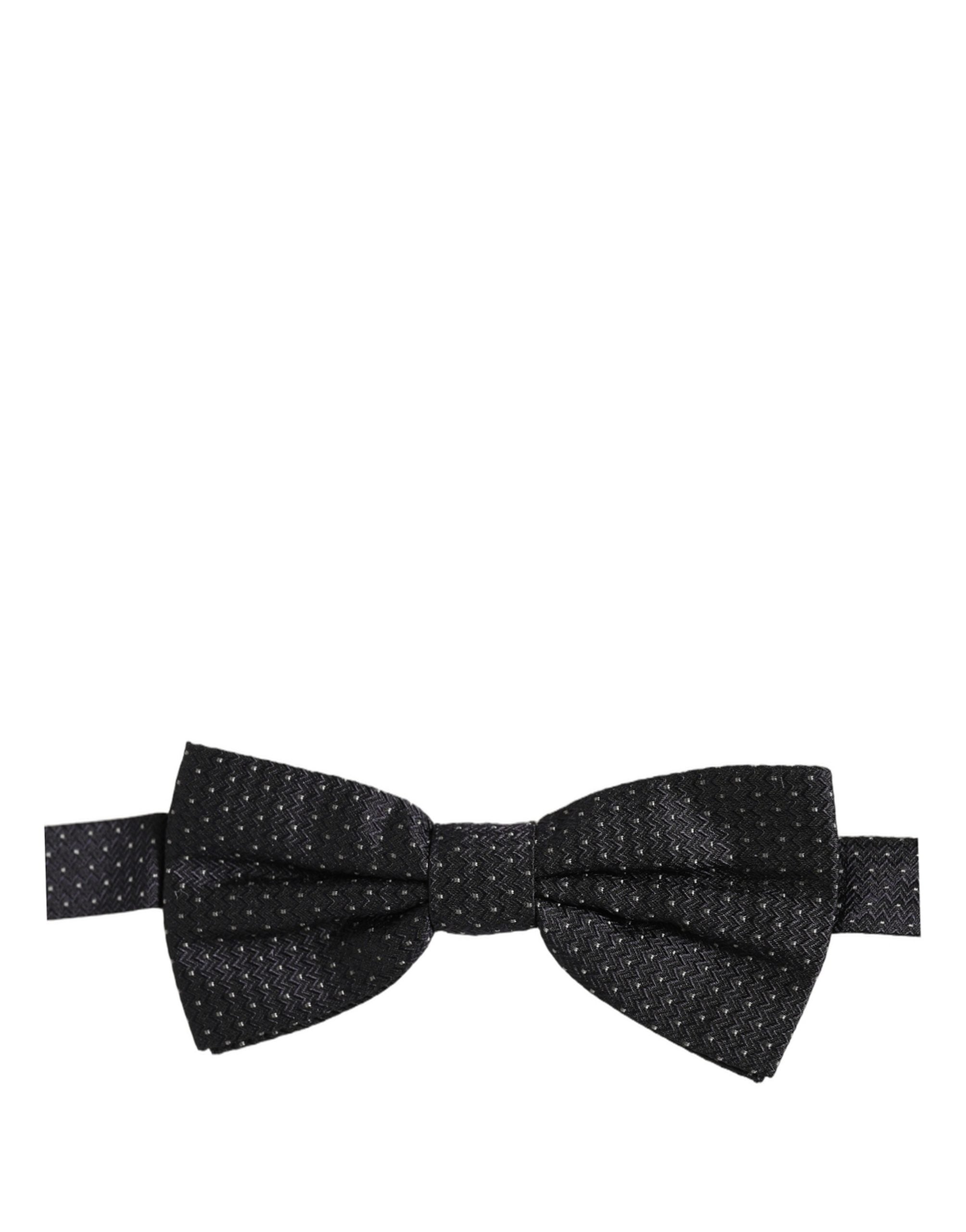 Dolce & Gabbana Dolce & Gabbana Black White Polka Dot Adjustable Neck Papillon Bow Men's Tie
