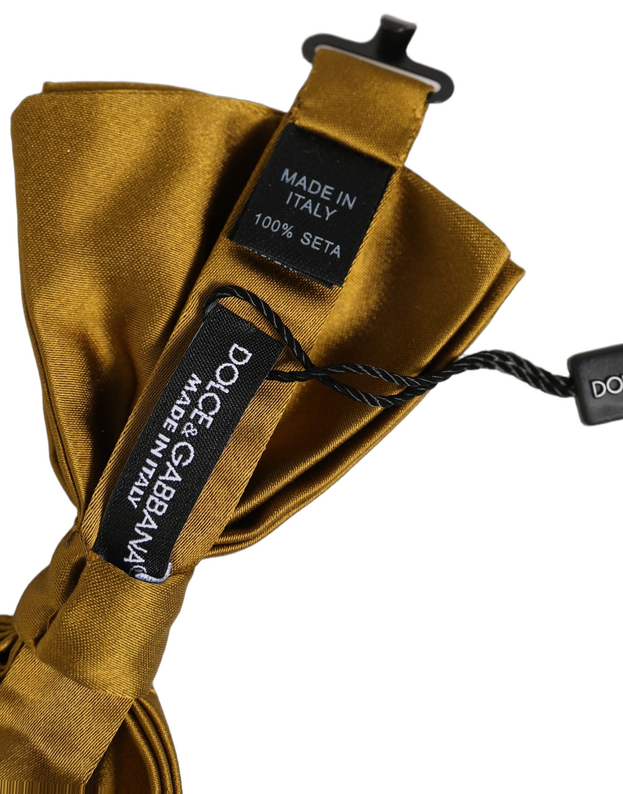 Dolce & Gabbana Dolce & Gabbana Men Mustard 100% Silk Adjustable Neck Papillon Bow Men's Tie