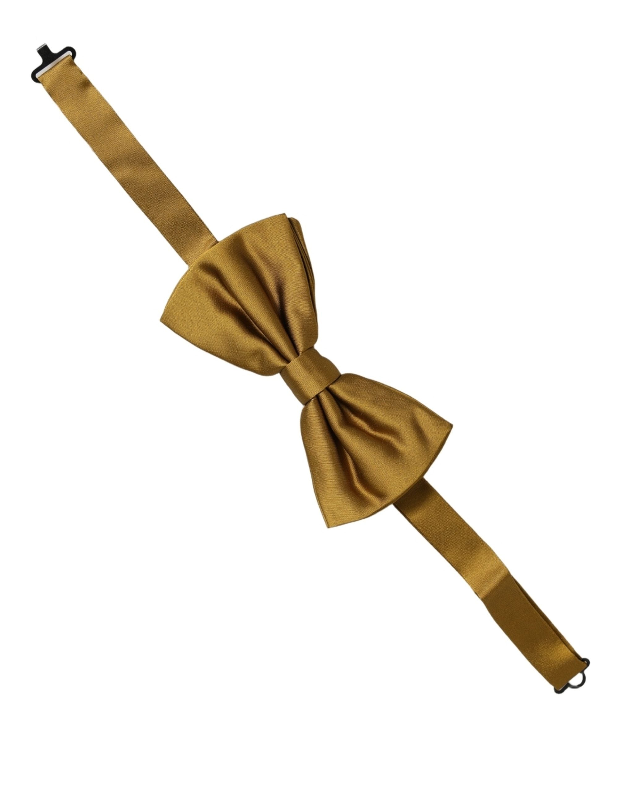 Dolce & Gabbana Dolce & Gabbana Men Mustard 100% Silk Adjustable Neck Papillon Bow Men's Tie