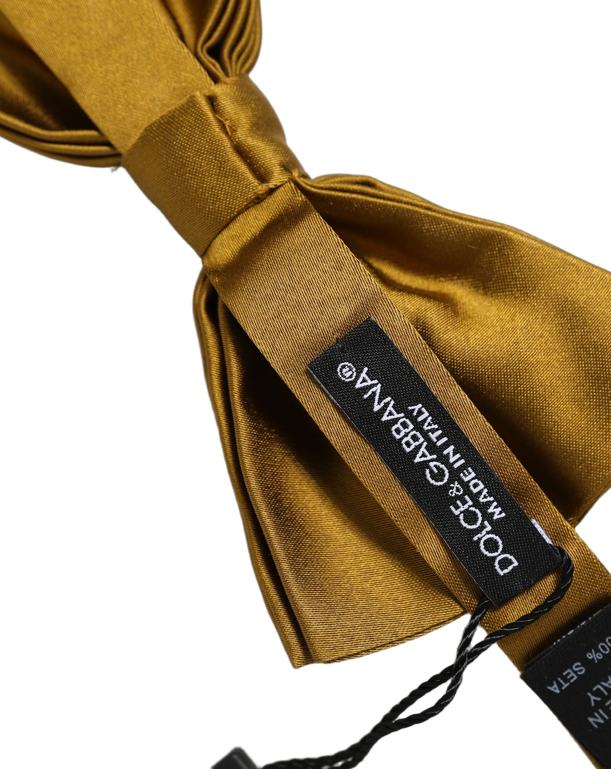 Dolce & Gabbana Dolce & Gabbana Men Mustard 100% Silk Adjustable Neck Papillon Bow Men's Tie