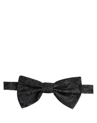 Dolce & Gabbana Dolce & Gabbana Men Black Paisley SIlk Adjustable Neck Papillon Bow Men's Tie