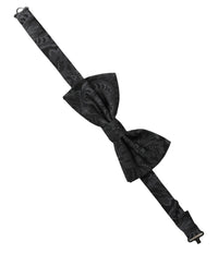 Dolce & Gabbana Dolce & Gabbana Men Black Paisley SIlk Adjustable Neck Papillon Bow Men's Tie