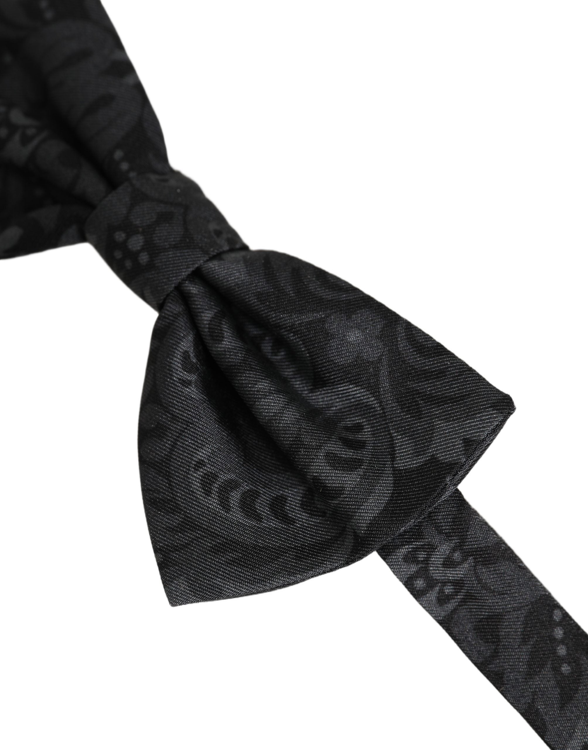 Dolce & Gabbana Men Black Paisley SIlk Adjustable Neck Papillon