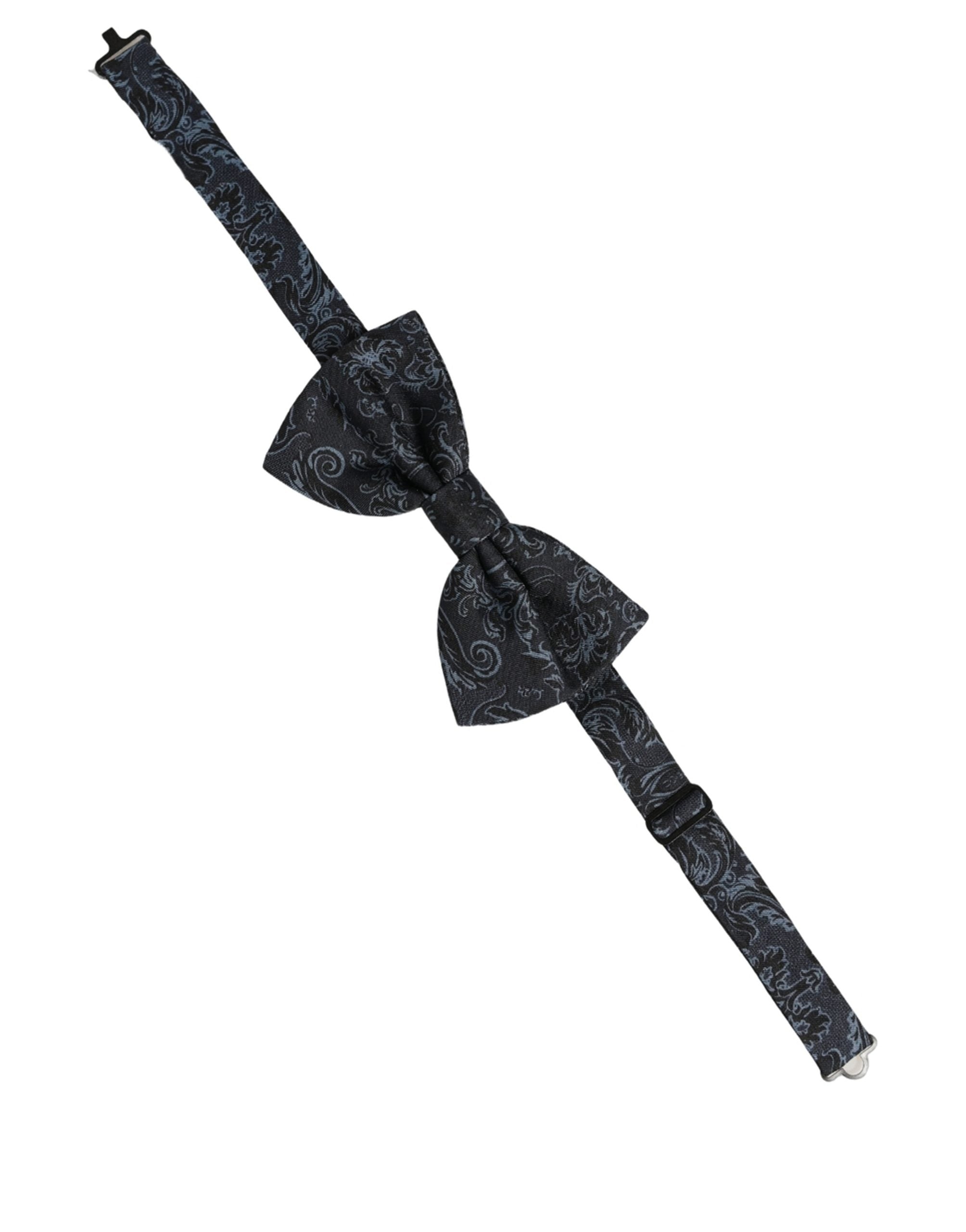 Dolce & Gabbana Dolce & Gabbana Men Black Blue Paisley Adjustable Neck Papillon Bow Men's Tie