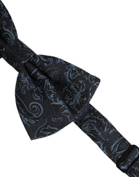 Dolce & Gabbana Dolce & Gabbana Men Black Blue Paisley Adjustable Neck Papillon Bow Men's Tie
