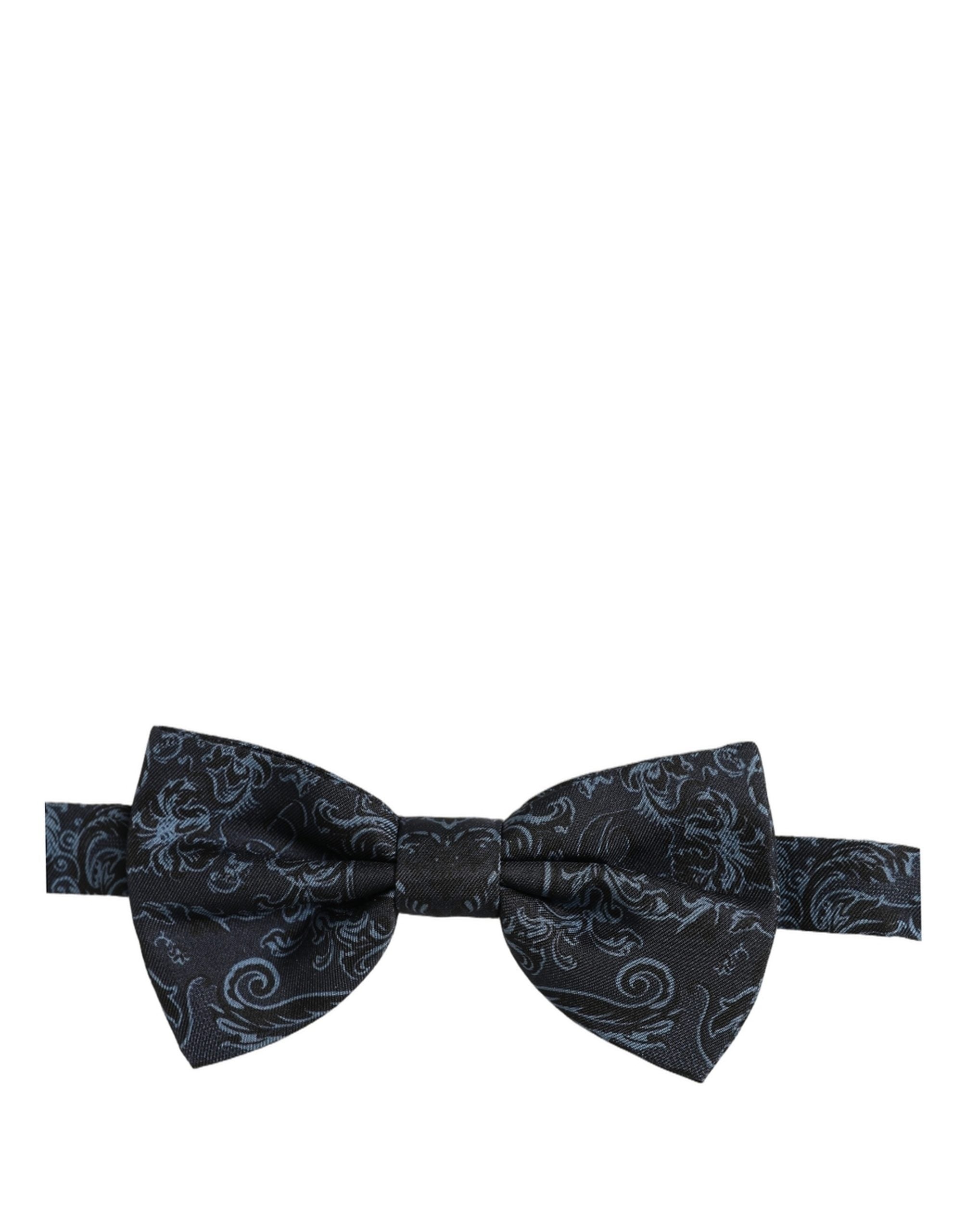 Dolce & Gabbana Dolce & Gabbana Men Black Blue Paisley Adjustable Neck Papillon Bow Men's Tie