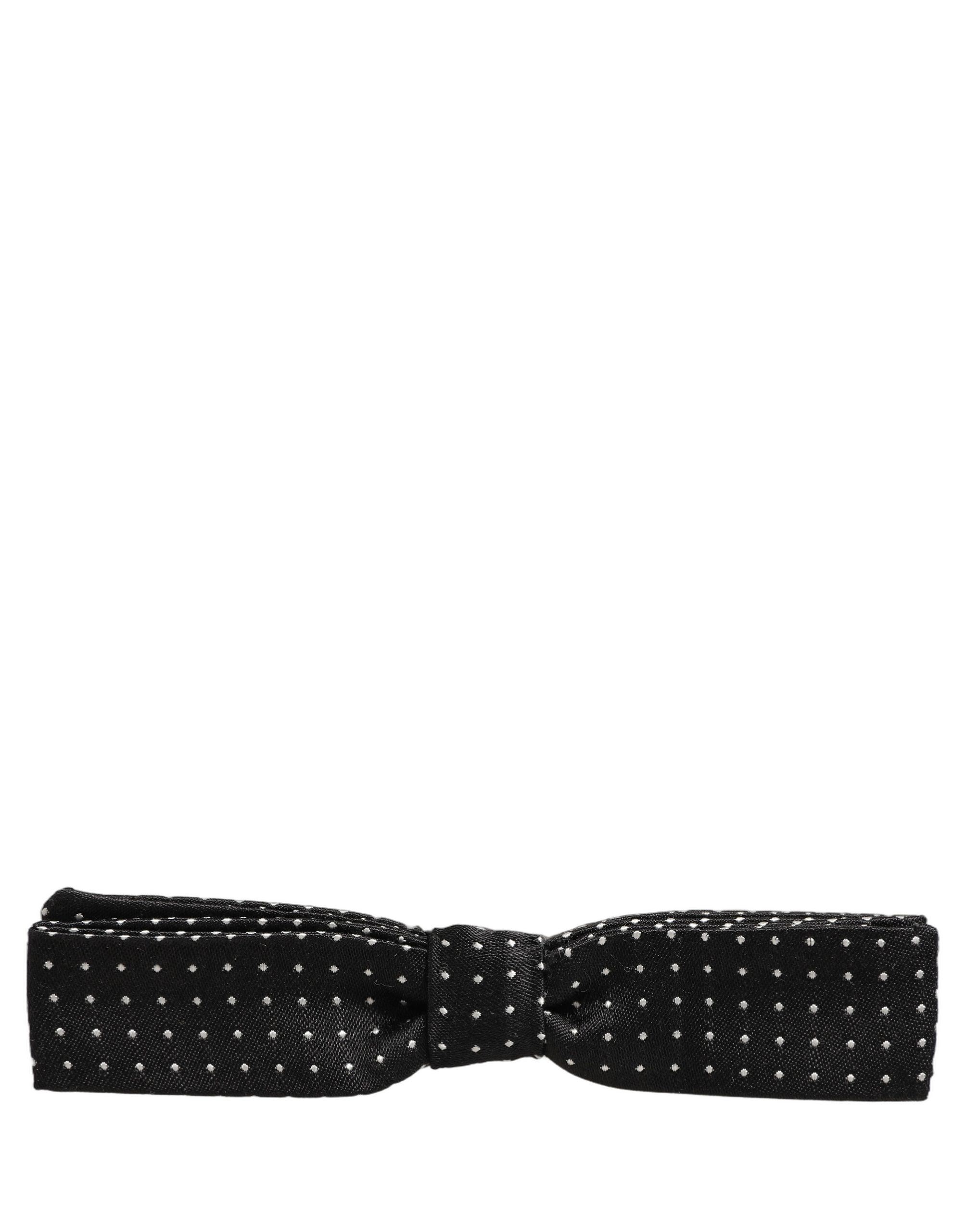Dolce & Gabbana Dolce & Gabbana Black White Polka Dot Adjustable Neck Papillon Bow Men's Tie