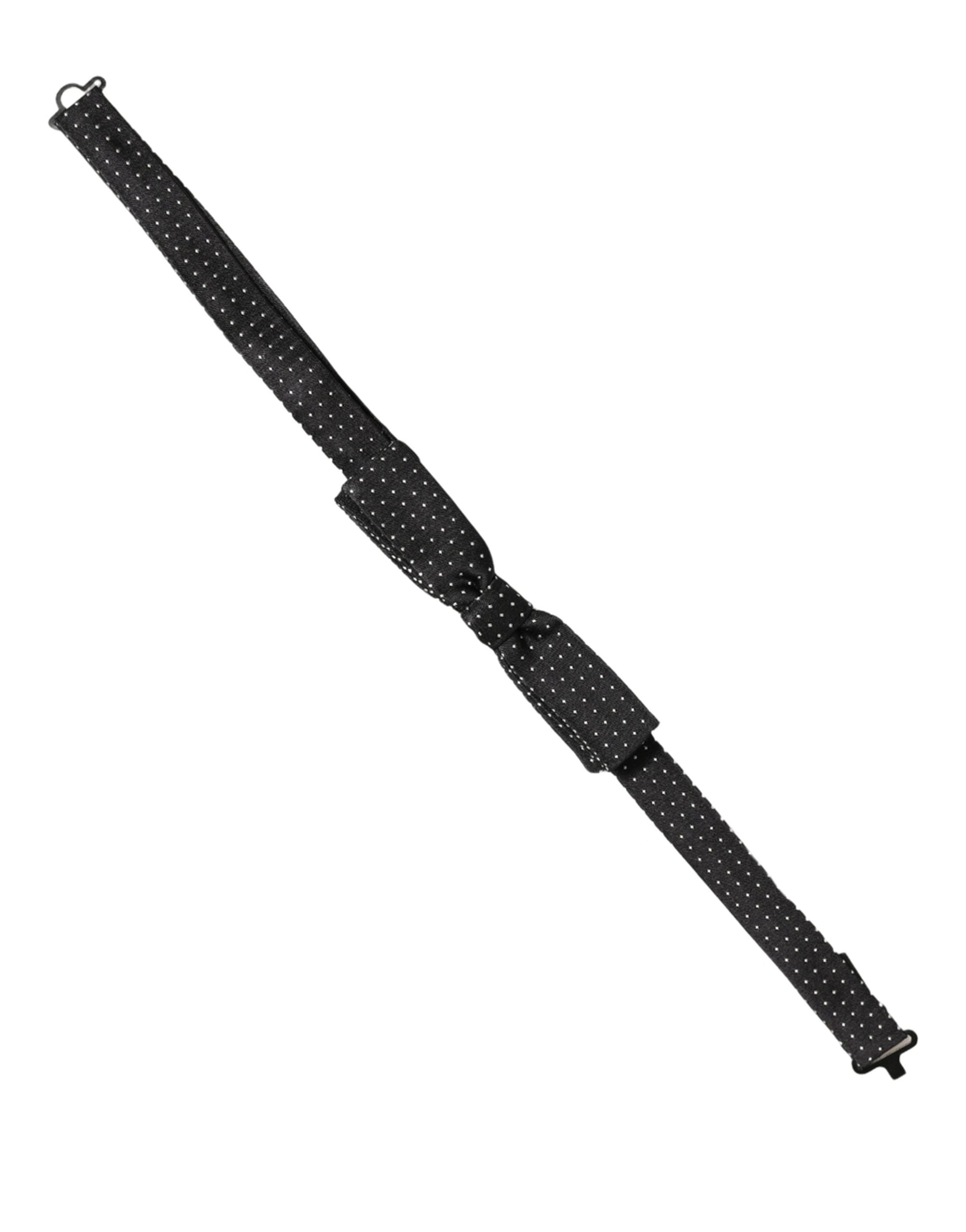 Dolce & Gabbana Dolce & Gabbana Black White Polka Dot Adjustable Neck Papillon Bow Men's Tie