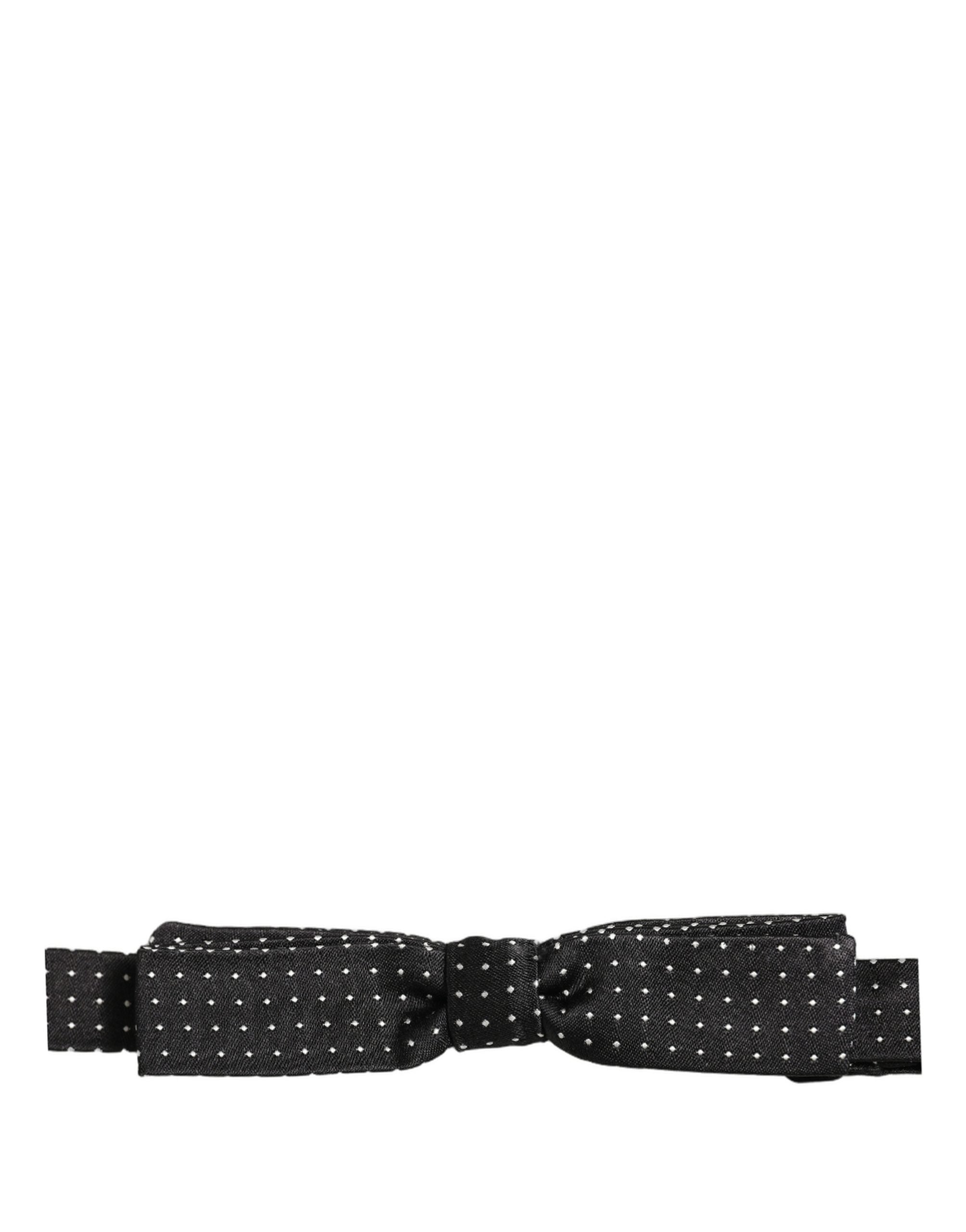 Dolce & Gabbana Dolce & Gabbana Black White Polka Dot Adjustable Neck Papillon Bow Men's Tie