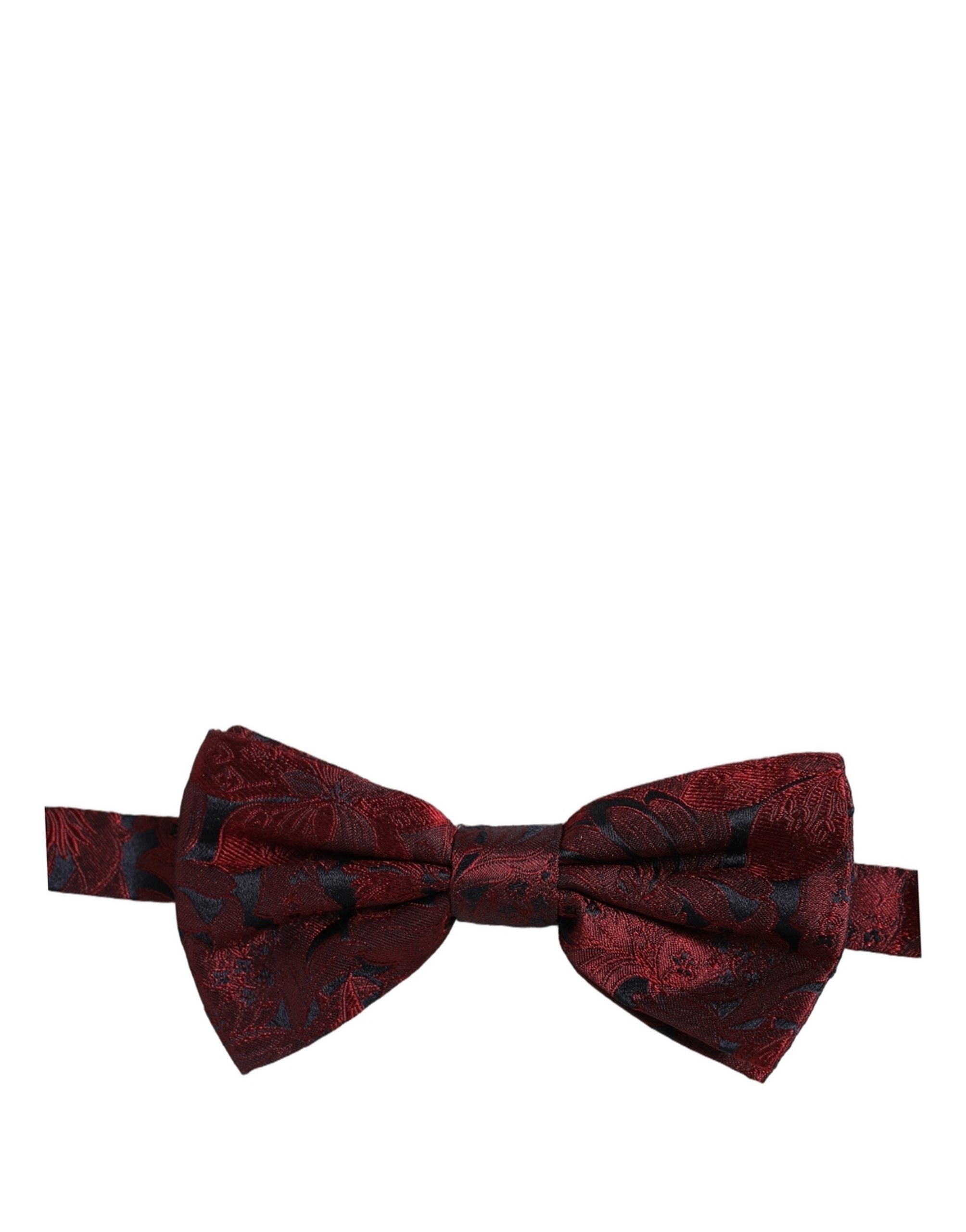 Dolce & Gabbana Dolce & Gabbana Men Maroon Paisley SIlk Adjustable Neck Papillon Bow Men's Tie