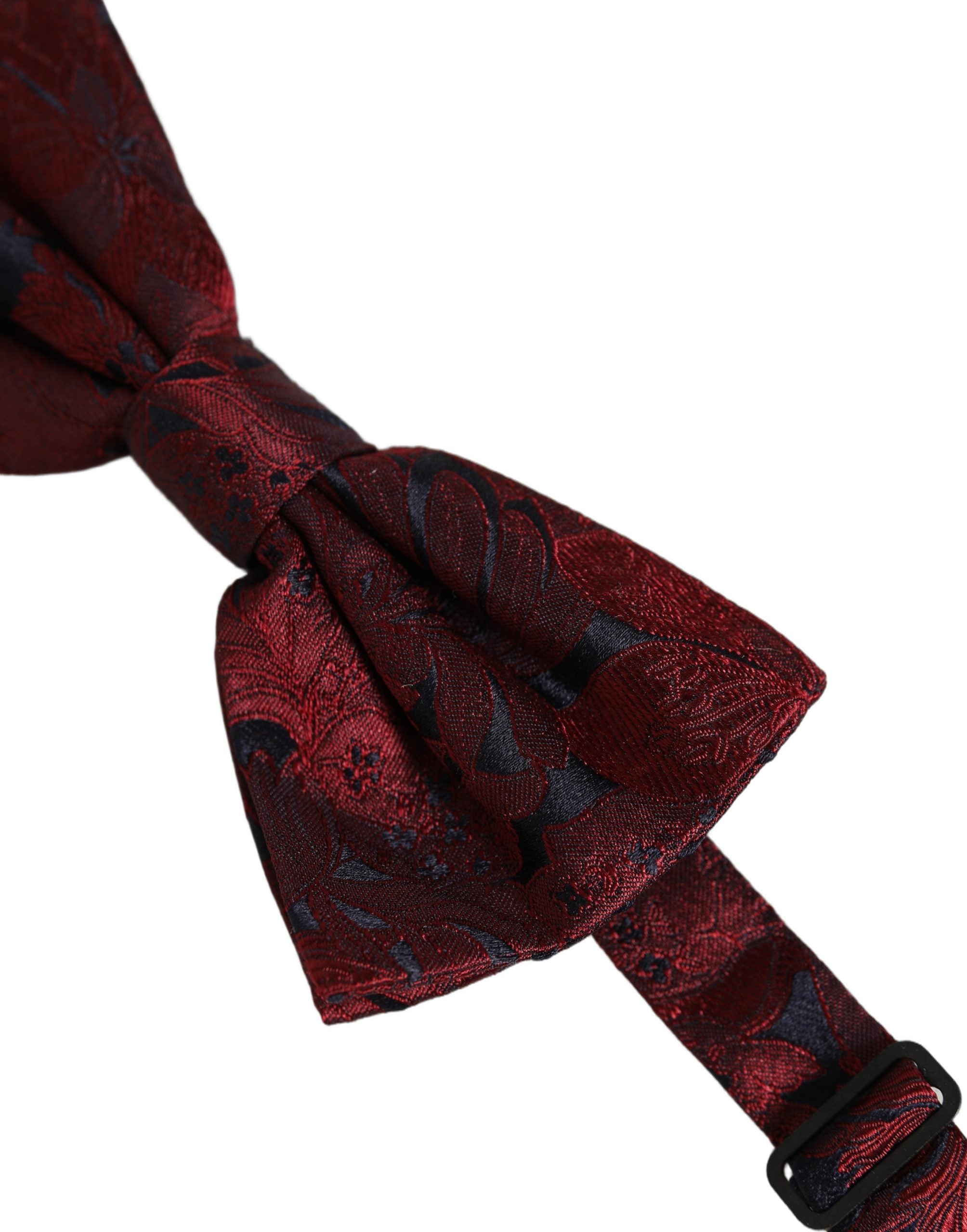 Dolce & Gabbana Dolce & Gabbana Men Maroon Paisley SIlk Adjustable Neck Papillon Bow Men's Tie