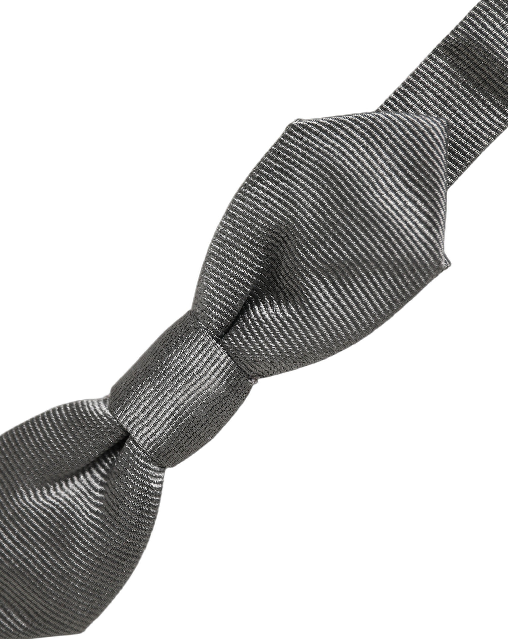 Dolce & Gabbana Dolce & Gabbana Men Gray 100% Silk Adjustable Neck Papillon Bow Men's Tie