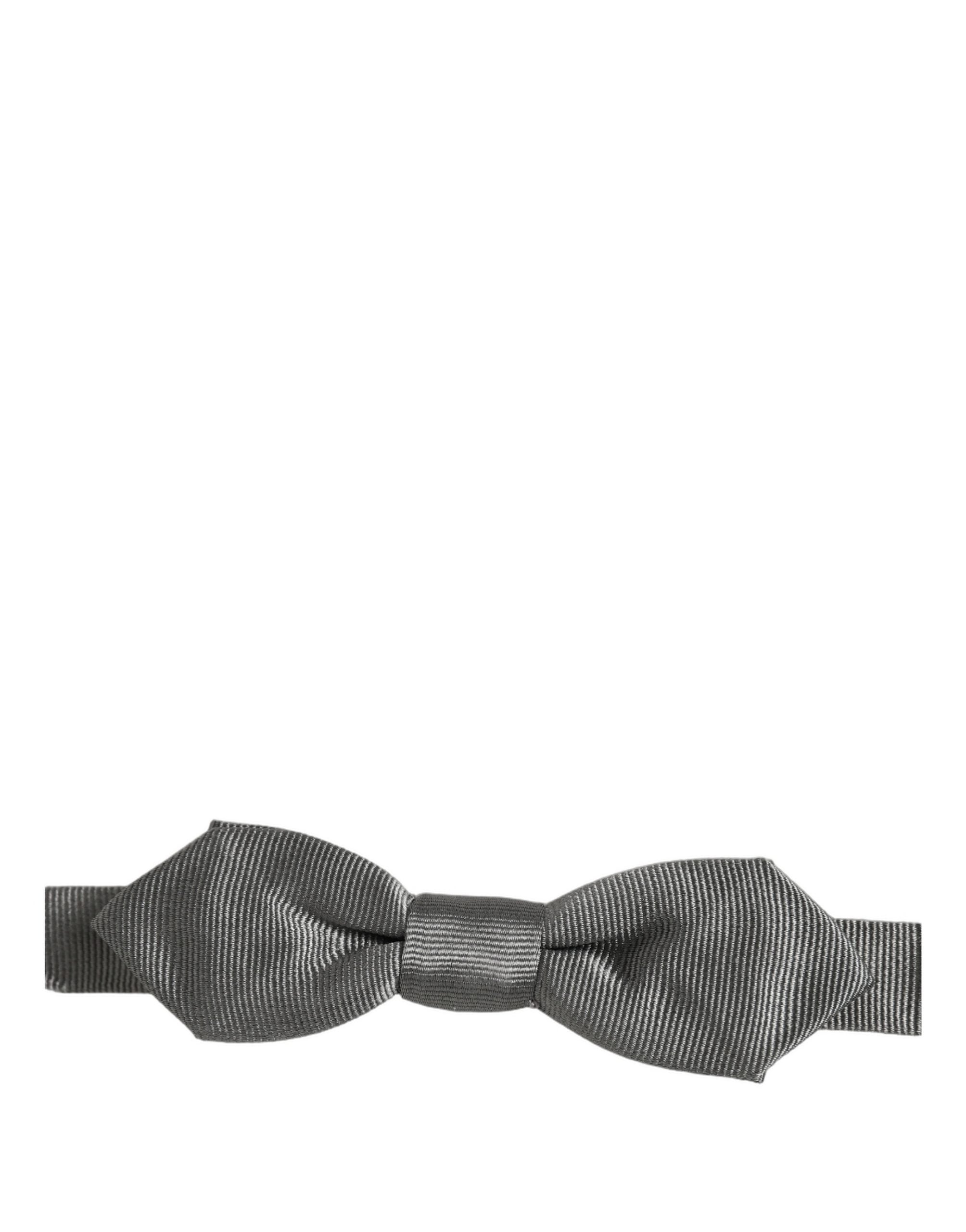 Dolce & Gabbana Dolce & Gabbana Men Gray 100% Silk Adjustable Neck Papillon Bow Men's Tie