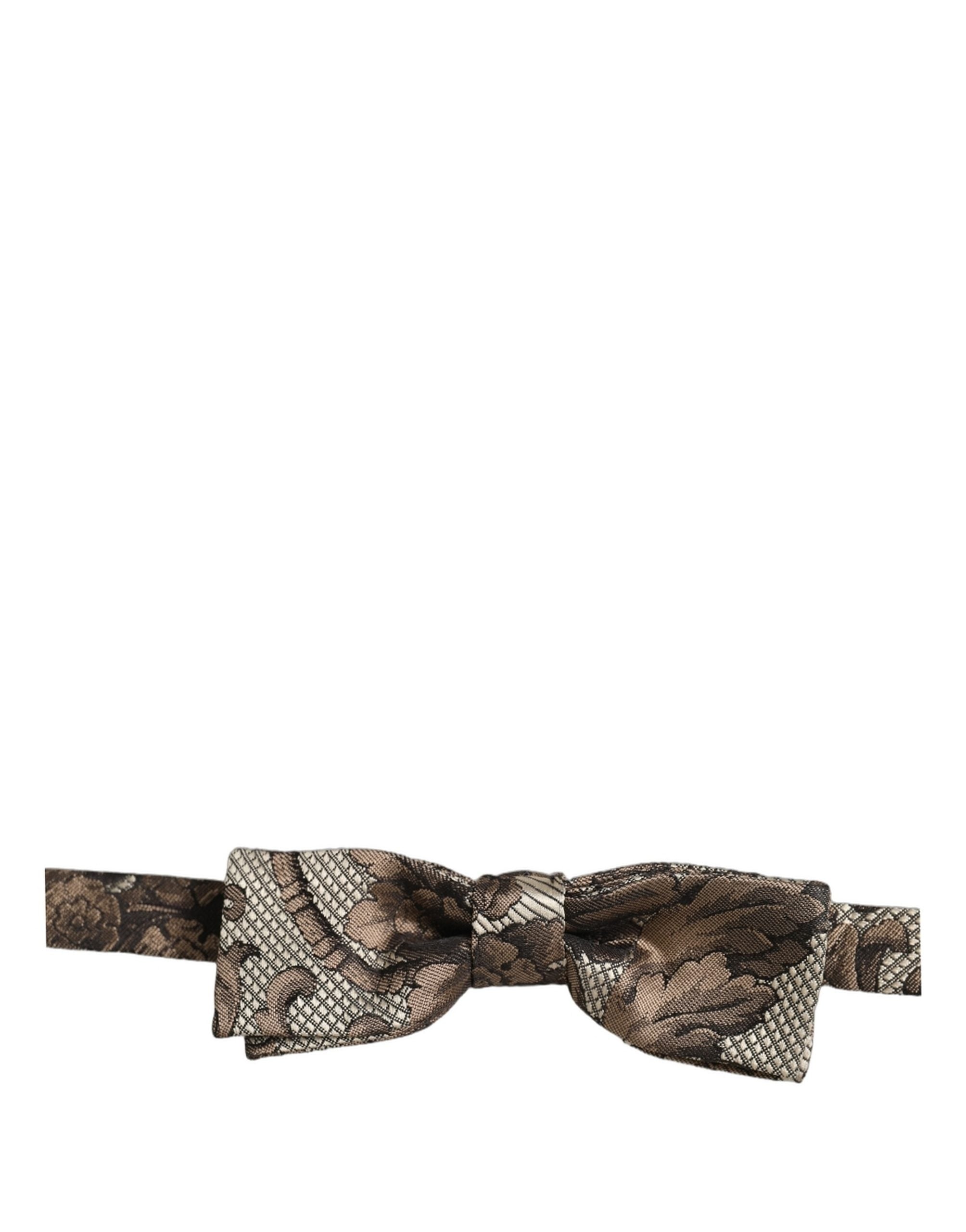 Dolce & Gabbana Dolce & Gabbana Men Brown Beige Floral Adjustable Neck Papillon Bow Men's Tie
