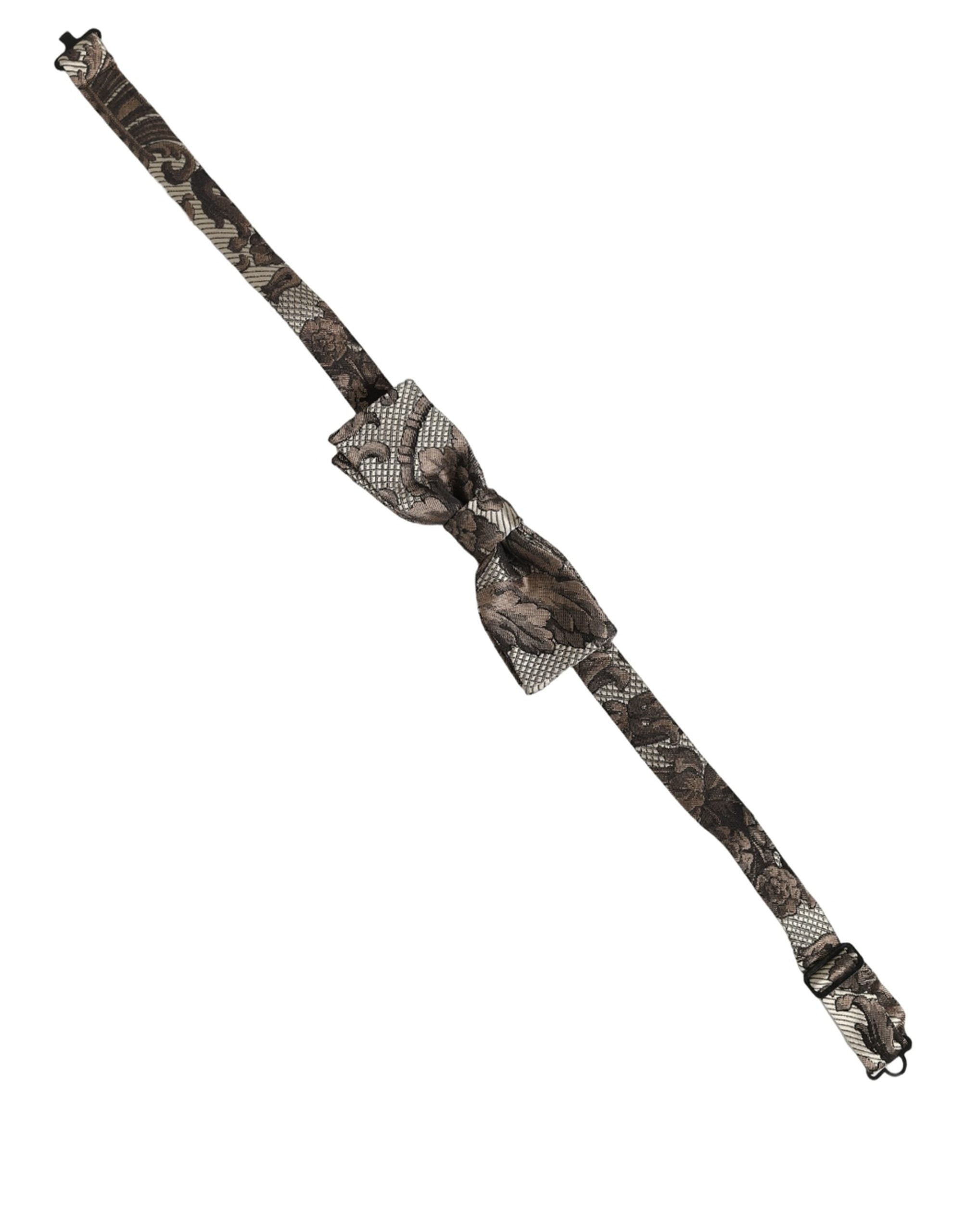 Dolce & Gabbana Dolce & Gabbana Men Brown Beige Floral Adjustable Neck Papillon Bow Men's Tie