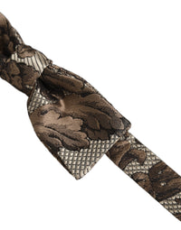 Dolce & Gabbana Dolce & Gabbana Men Brown Beige Floral Adjustable Neck Papillon Bow Men's Tie