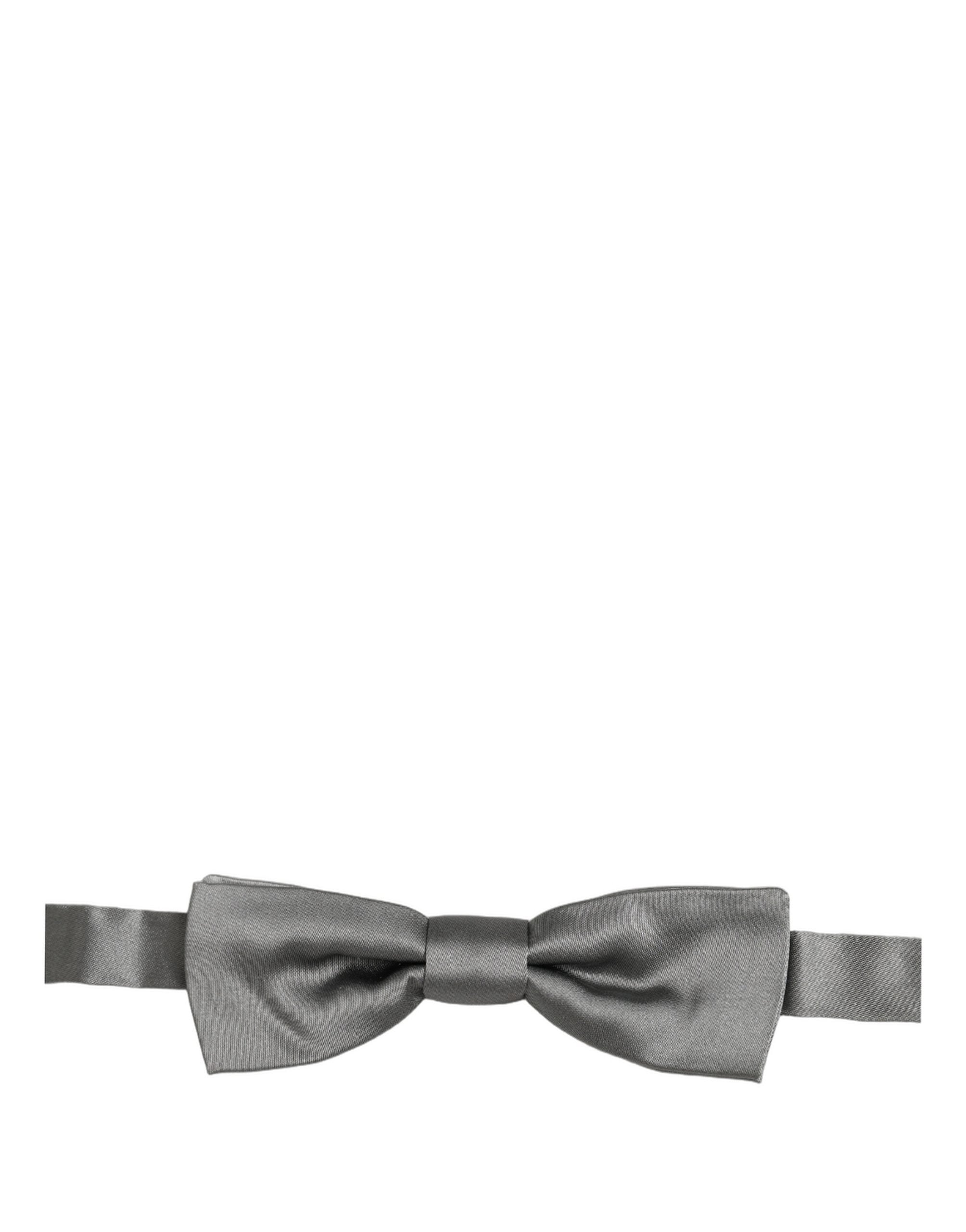 Dolce & Gabbana Dolce & Gabbana Men Gray 100% Silk Adjustable Neck Papillon Bow Men's Tie
