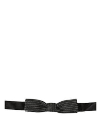 Dolce & Gabbana Dolce & Gabbana Men Black Silver Ribbed Adjustable Neck Papillon  Bow Men's Tie