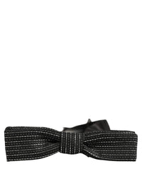 Dolce & Gabbana Dolce & Gabbana Men Black Silver Ribbed Adjustable Neck Papillon  Bow Men's Tie