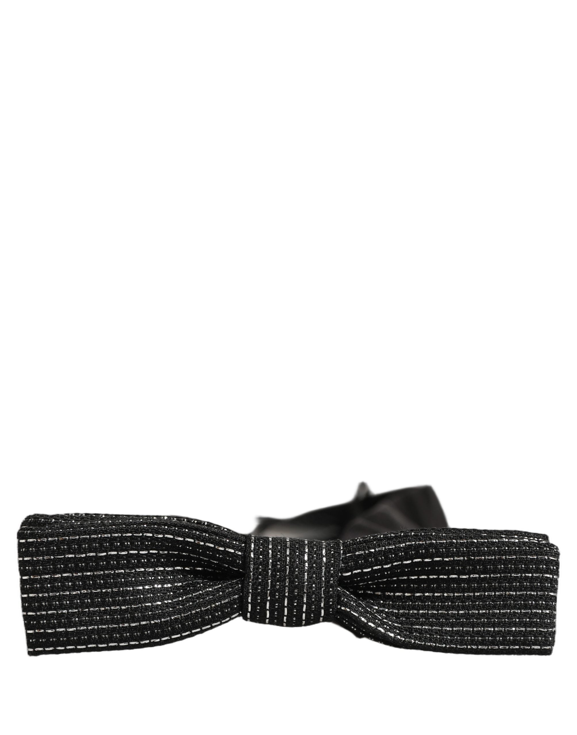 Dolce & Gabbana Dolce & Gabbana Men Black Silver Ribbed Adjustable Neck Papillon  Bow Men's Tie