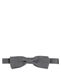 Dolce & Gabbana Dolce & Gabbana Black White Houndstooth Adjustable Neck Bow Men's Tie