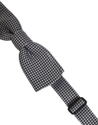 Dolce & Gabbana Dolce & Gabbana Black White Houndstooth Adjustable Neck Bow Men's Tie