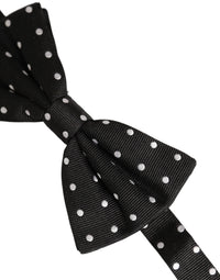 Dolce & Gabbana Dolce & Gabbana Black White Polka Dot Adjustable Neck Papillon Bow Men's Tie